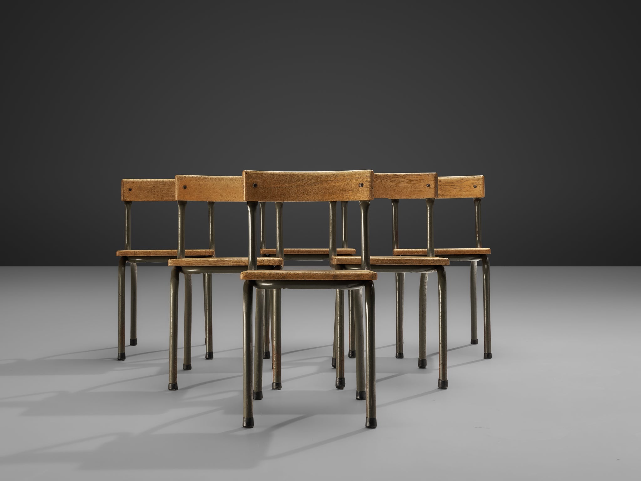 Willy Van Der Meeren for Tubax Set of Six Chairs in Solid Oak seating Morentz