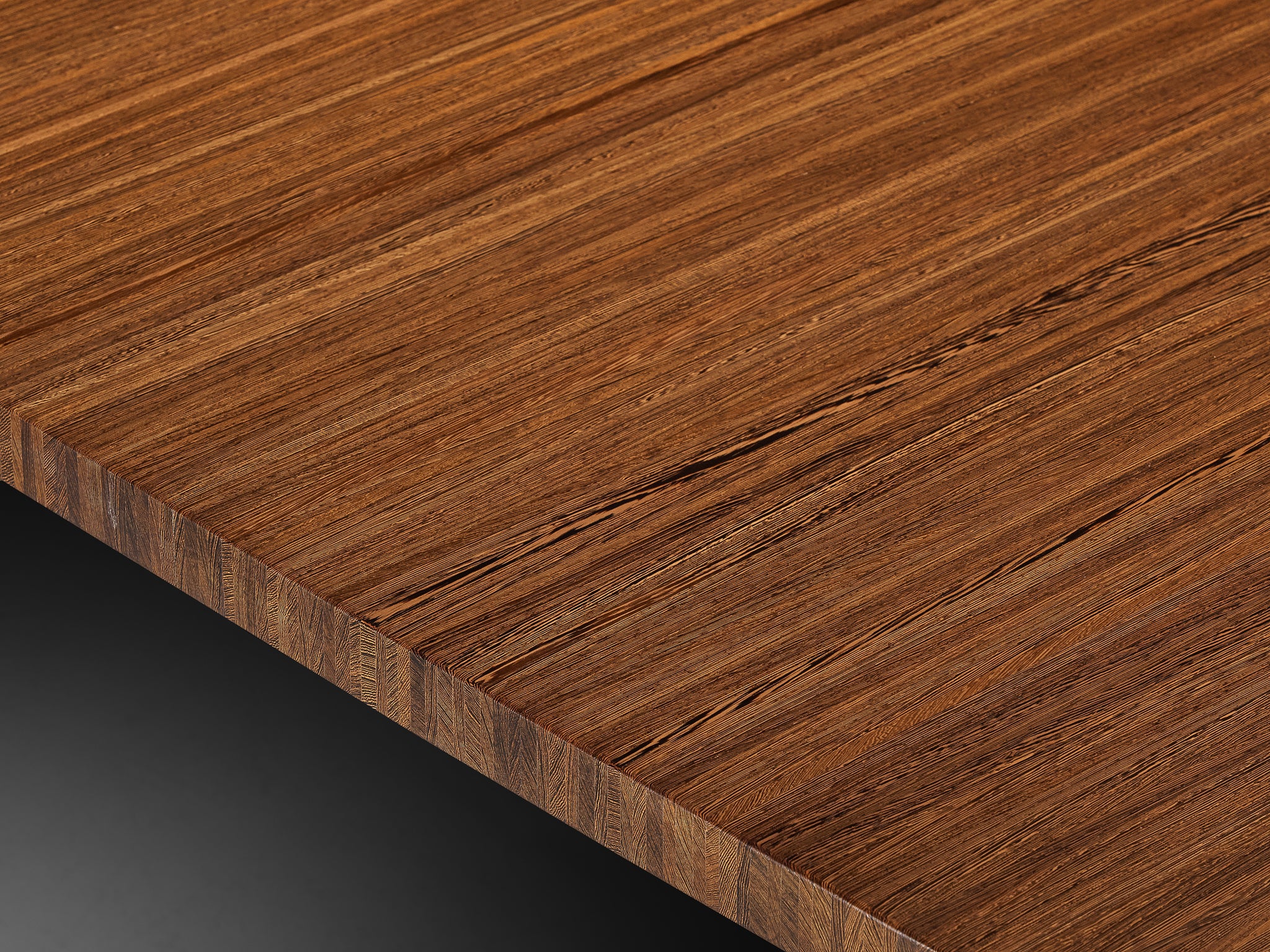 Jules Wabbes 'Tonneau' Dining or Conference Table in Solid Wengé and Metal Tables Morentz