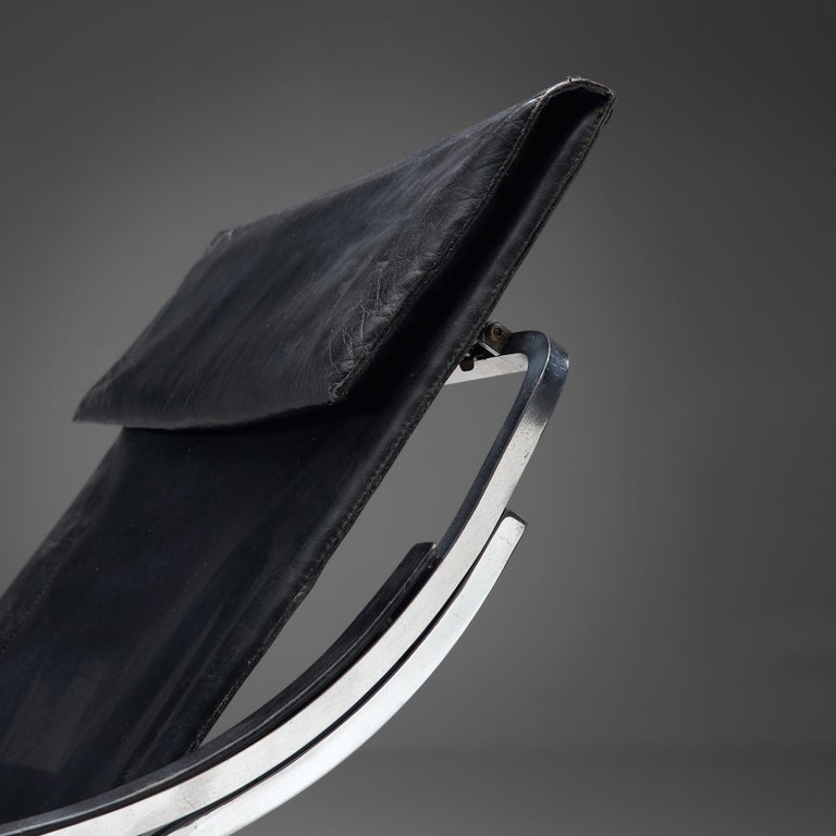Marco Zanuso for Arflex 'Fourline' Chair in Black Leather