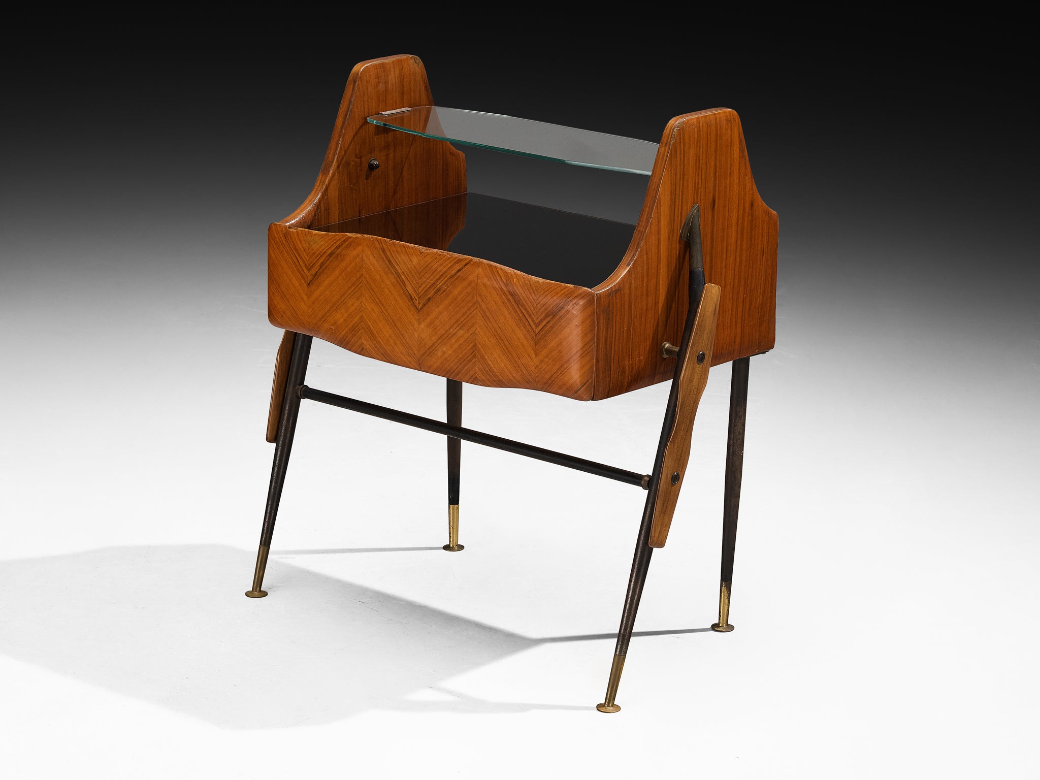 Mid-Century Modern Italian Pair of Night Stands in Walnut and Brass More Furniture and Collectibles Morentz