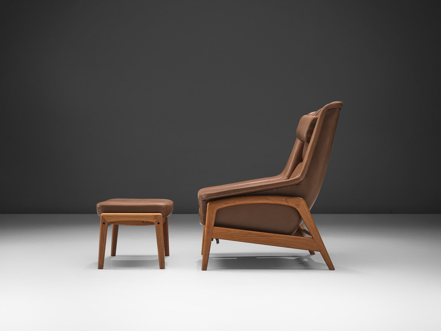 Folke Ohlsson 'Profil' Lounge Chair and Ottoman in Leather