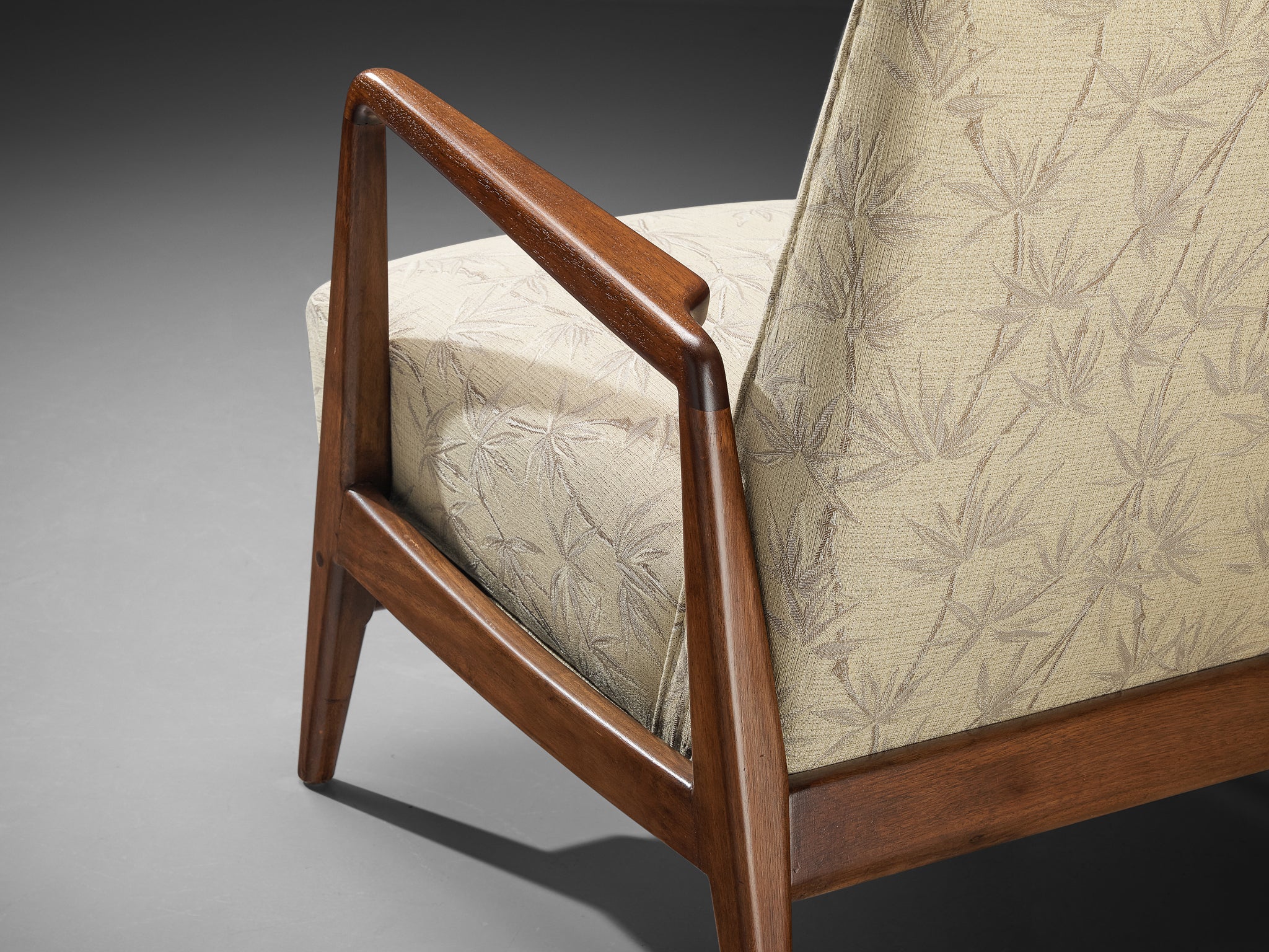 Jens Risom Lounge Chair in Walnut and Bamboo Upholstery Seating Morentz