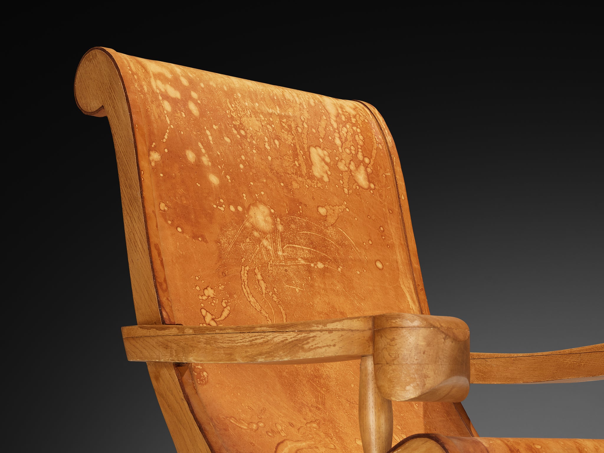 Ricardo Legorreta 'Butaque' Lounge Chair in Oak and Leather Seating Morentz