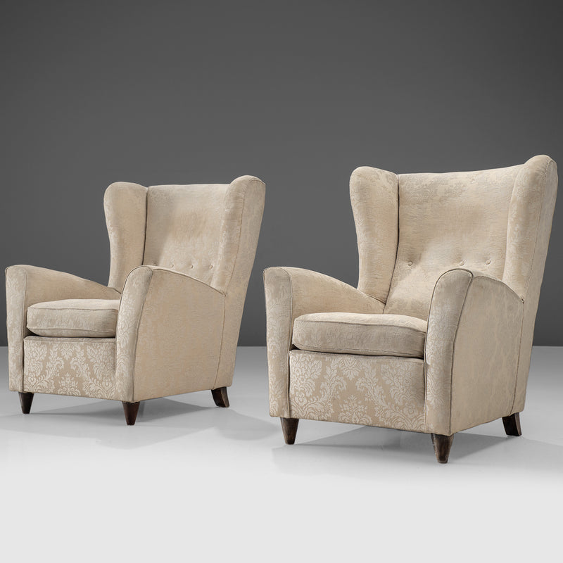 Danish Pair of Wingback Chairs in Illustrative Botanical Upholstery