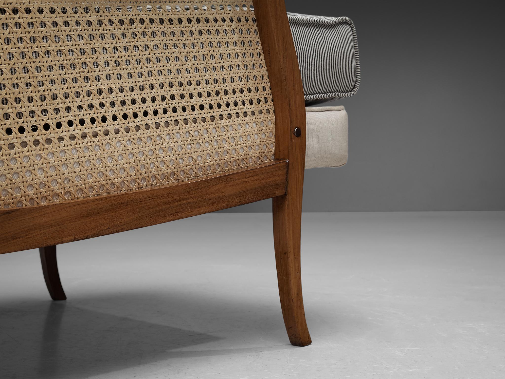 Brazilian Lounge Chairs in Walnut and Cane