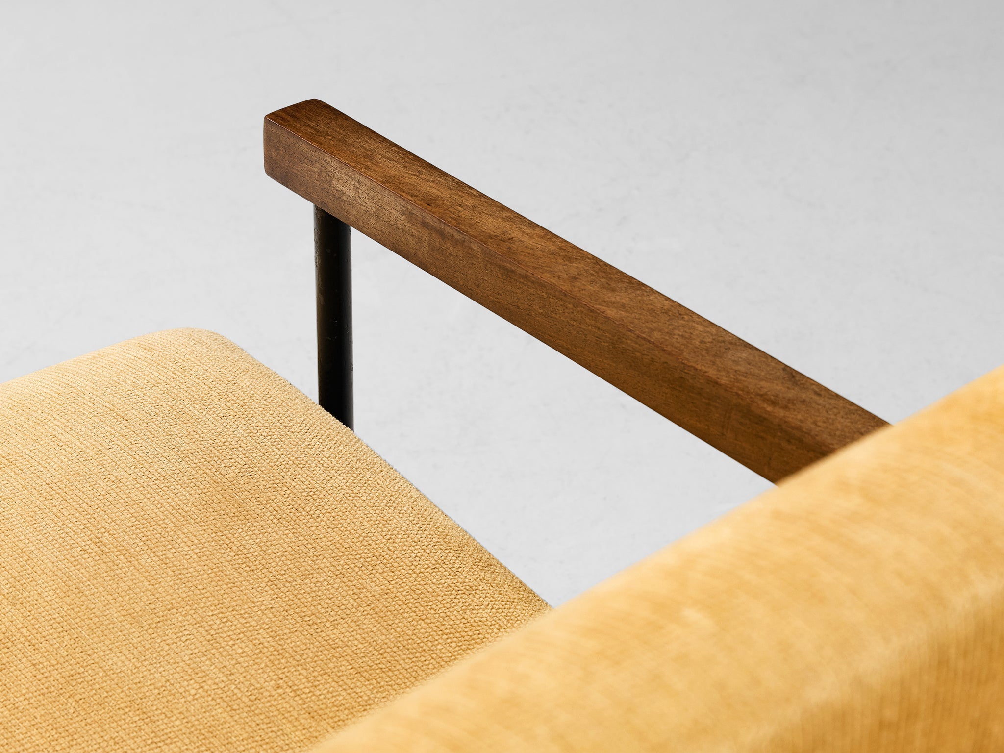 Geraldo de Barros Lounge Chair in Iron and Yellow Upholstery seating Morentz