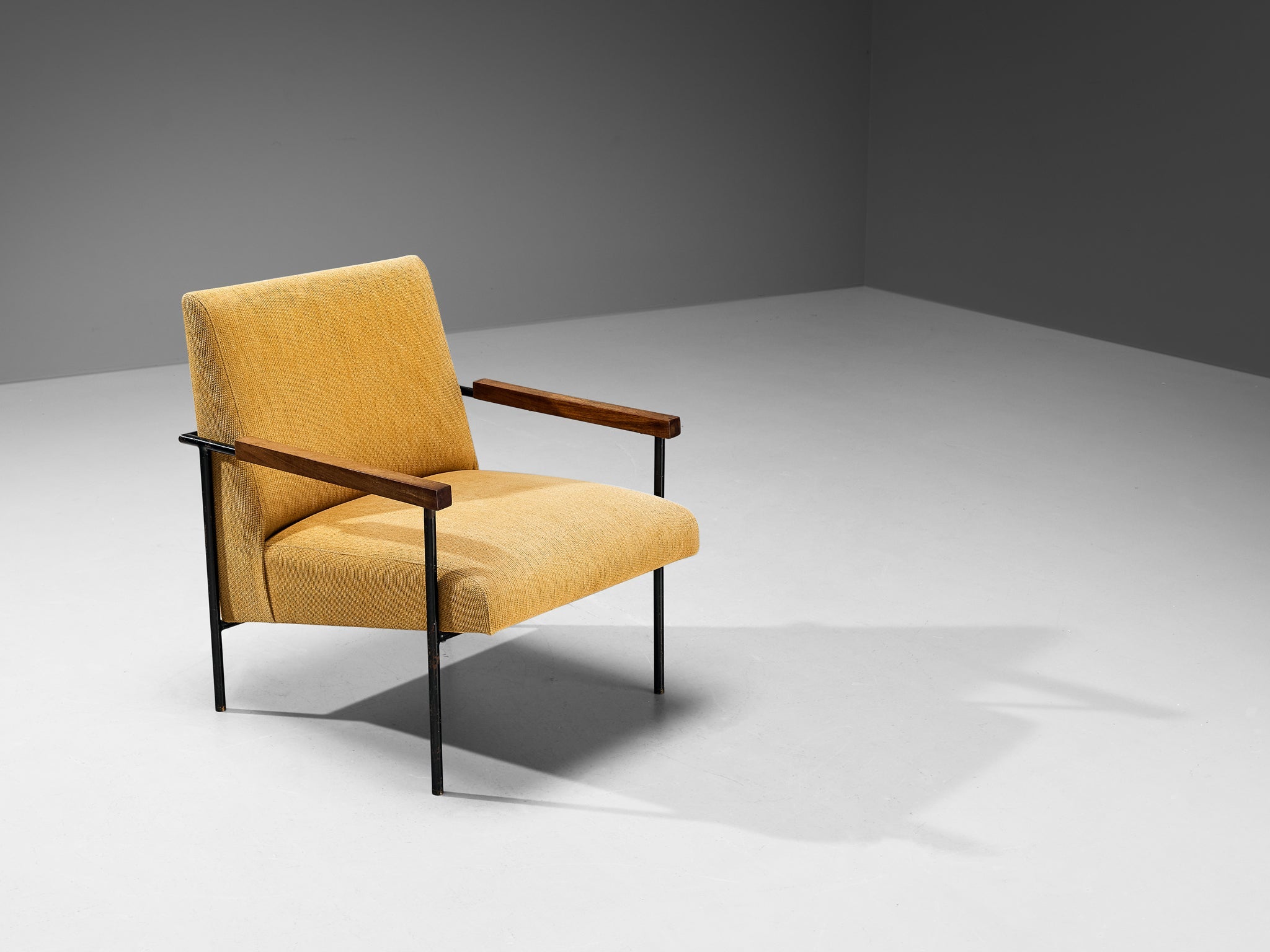 Geraldo de Barros Lounge Chair in Iron and Yellow Upholstery seating Morentz