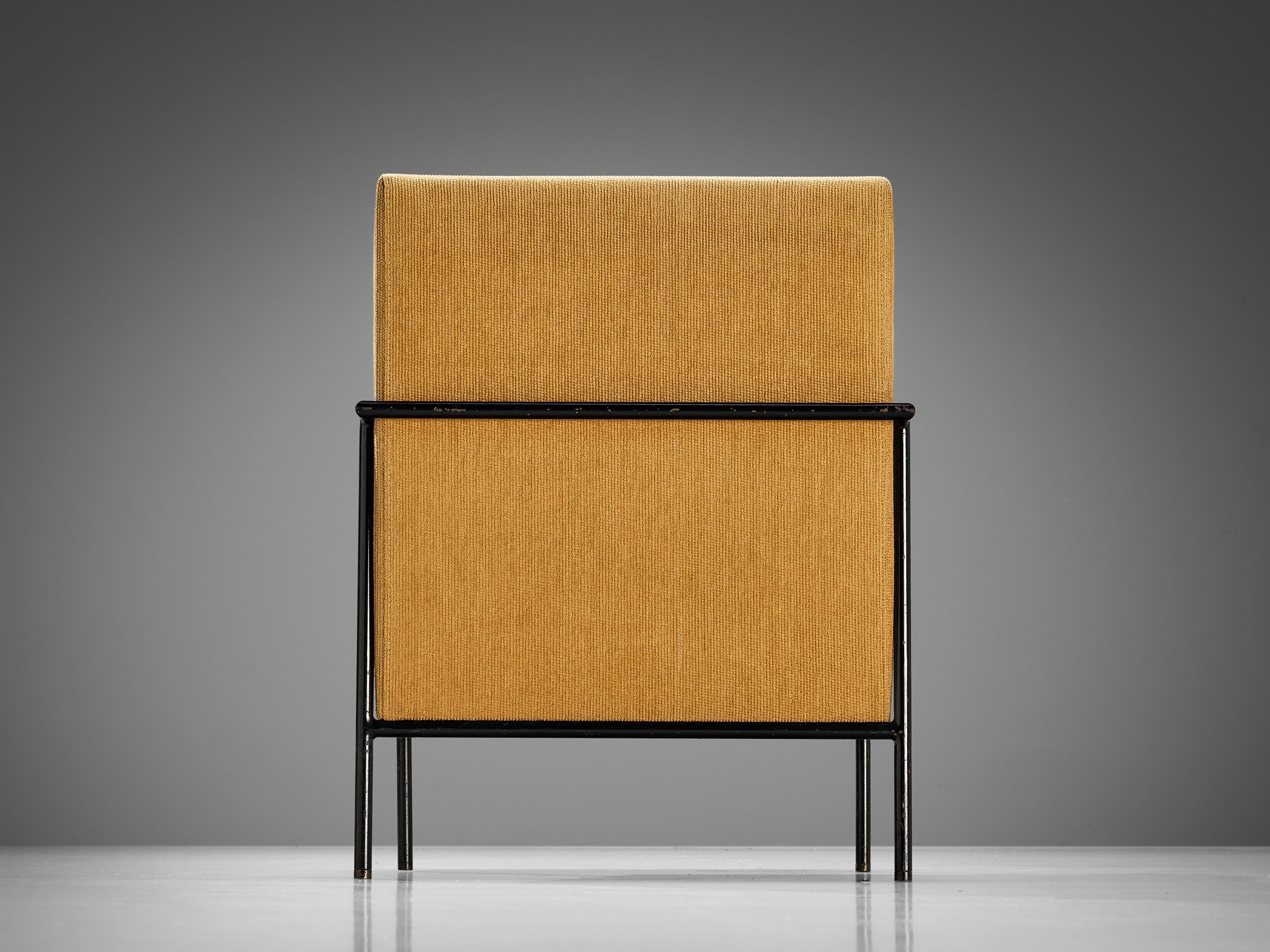 Geraldo de Barros Lounge Chair in Iron and Yellow Upholstery seating Morentz