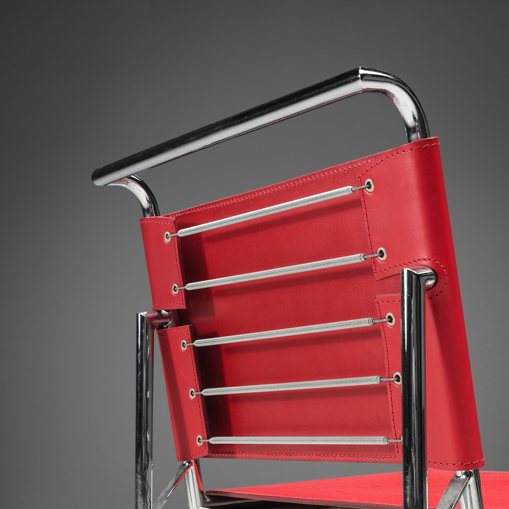 Eileen Gray Pair of 'Roquebrune' Dining Chairs in Red Leather seating Morentz