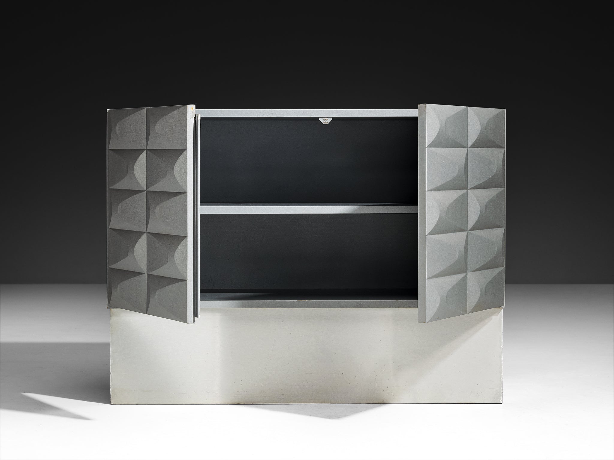 Small Brutalist Cabinet in Soft Grey Case pieces and storage cabinets Morentz