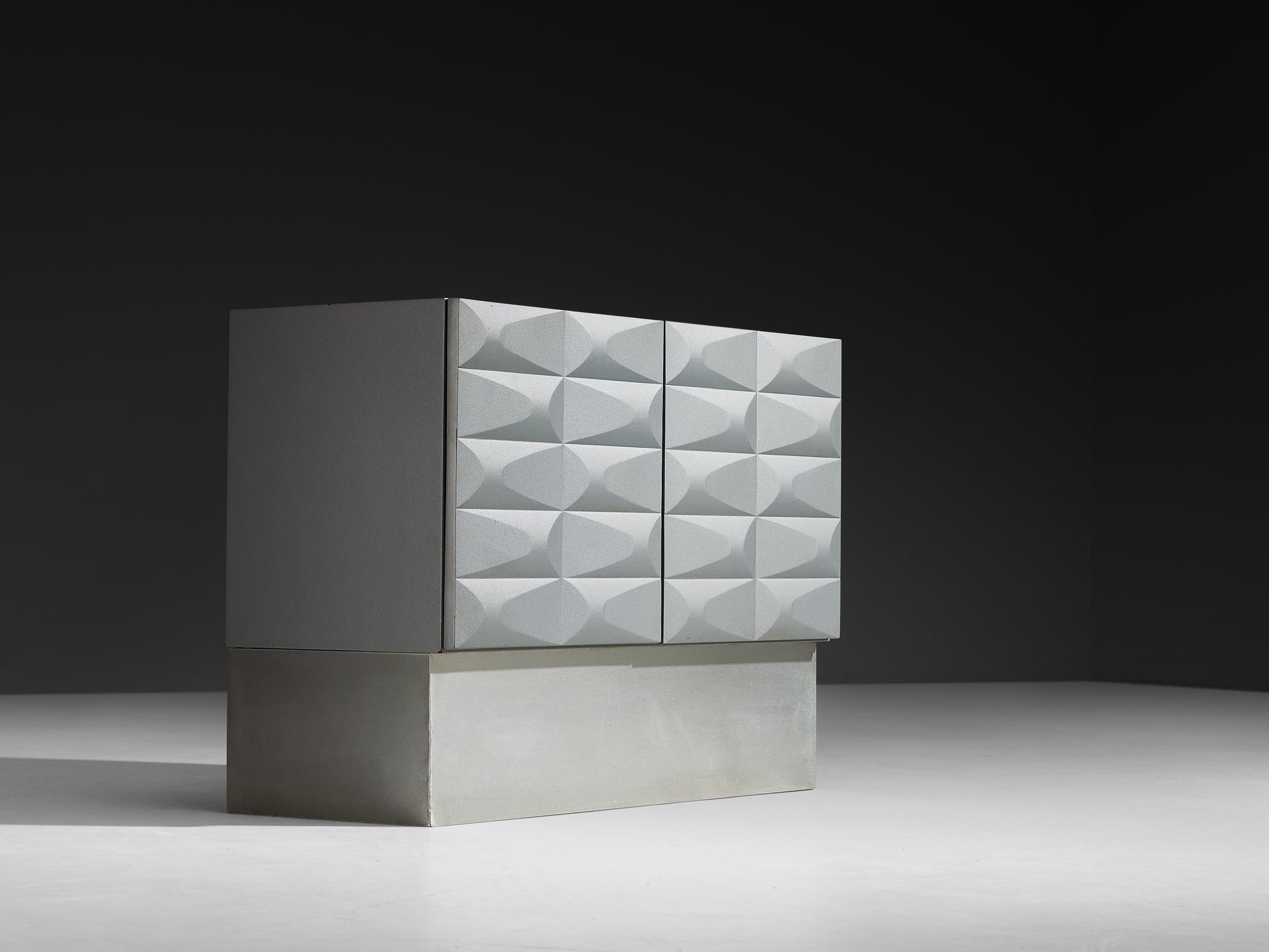 Small Brutalist Cabinet in Soft Grey Case pieces and storage cabinets Morentz