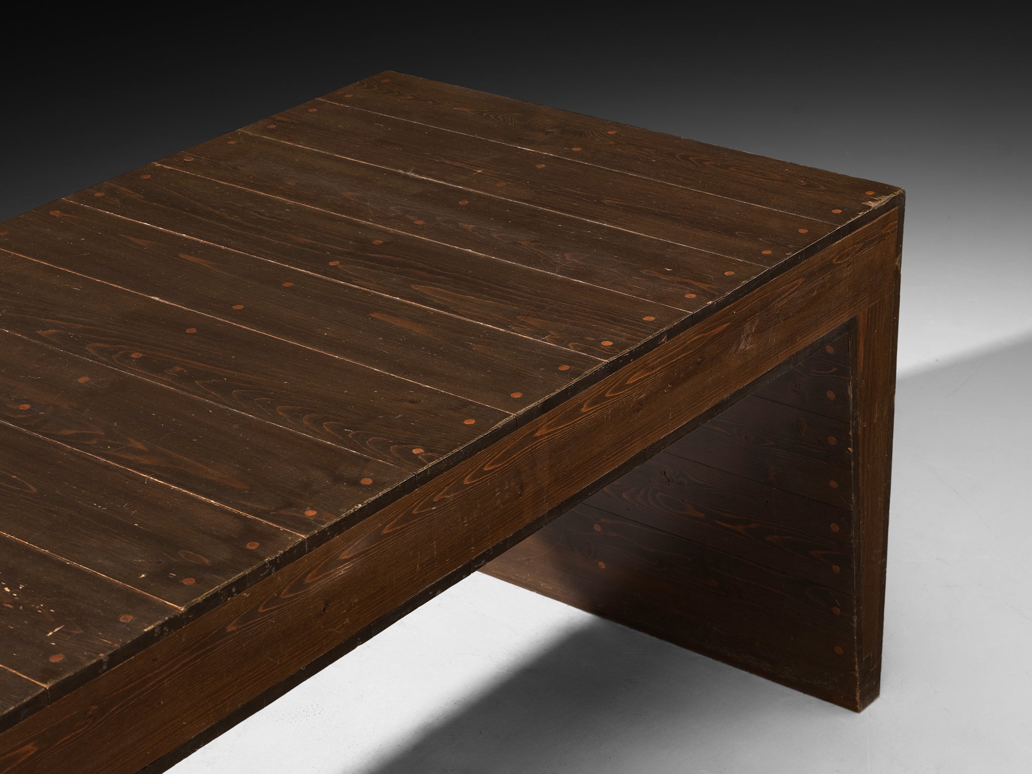 Dom Hans van der Laan Low Coffee Table or Console in Pine and Copper Tables Morentz