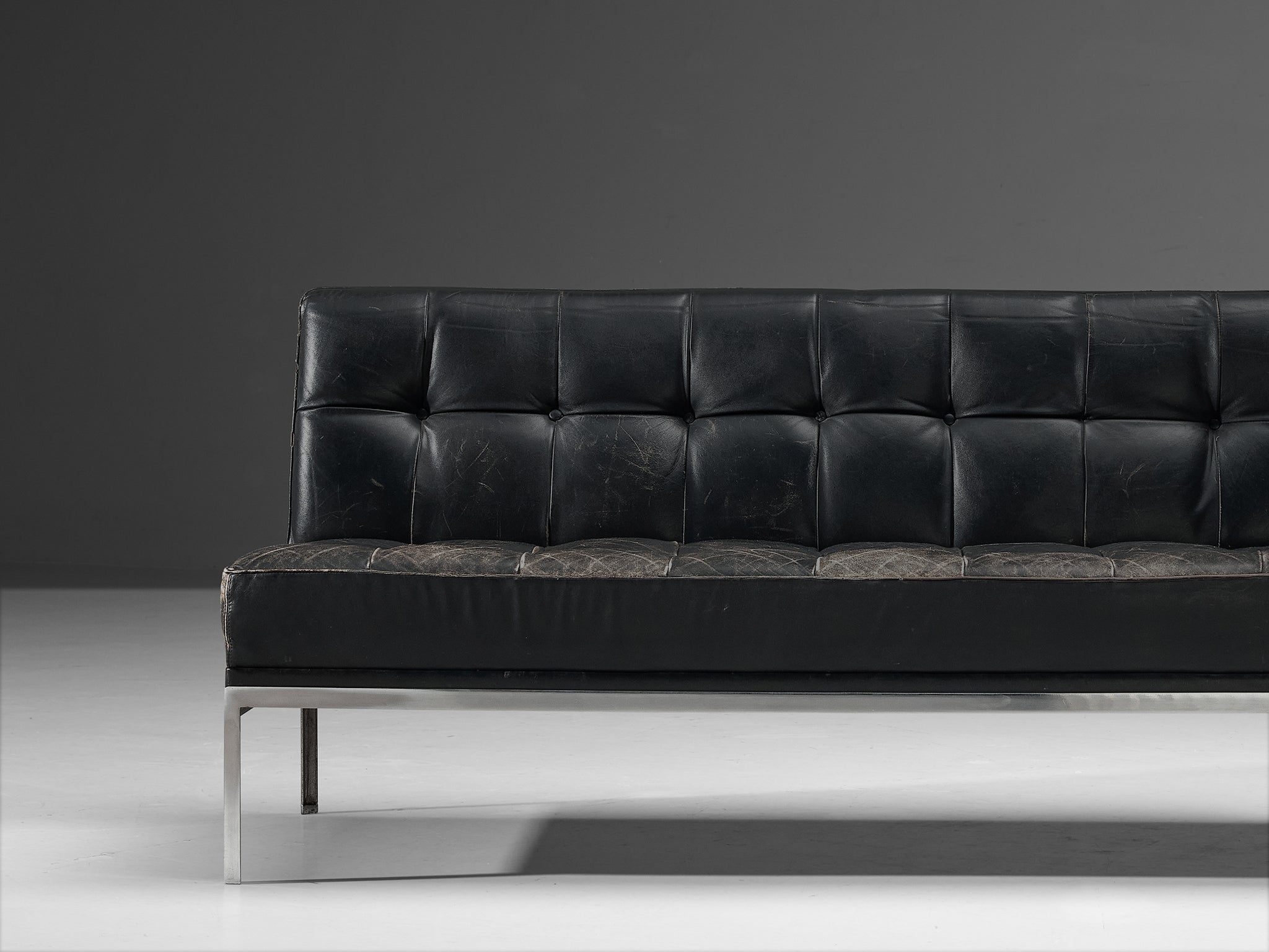 Johannes Spalt for Wittmann Sofa in Black Leather seating Morentz