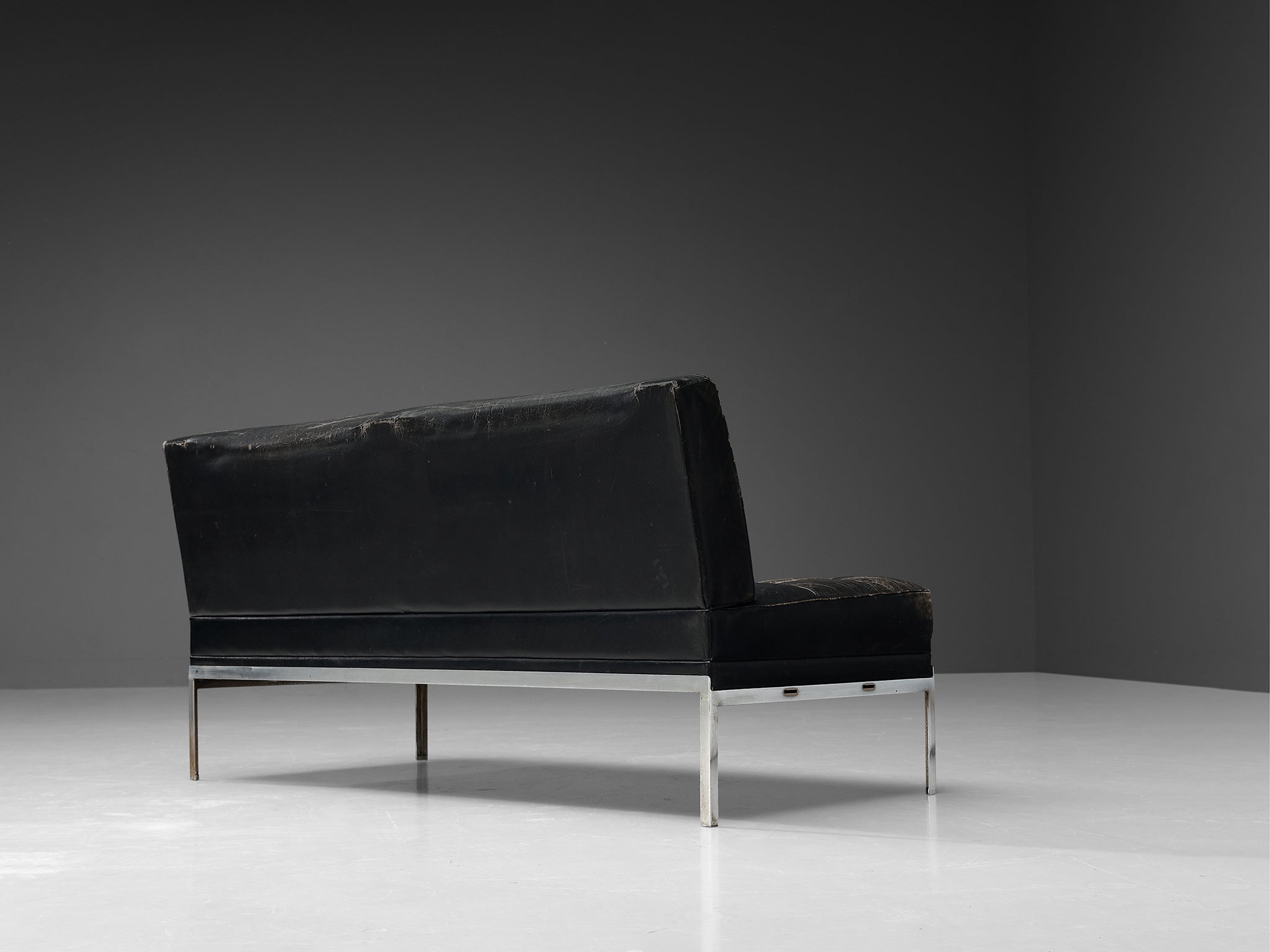 Johannes Spalt for Wittmann Sofa in Black Leather seating Morentz