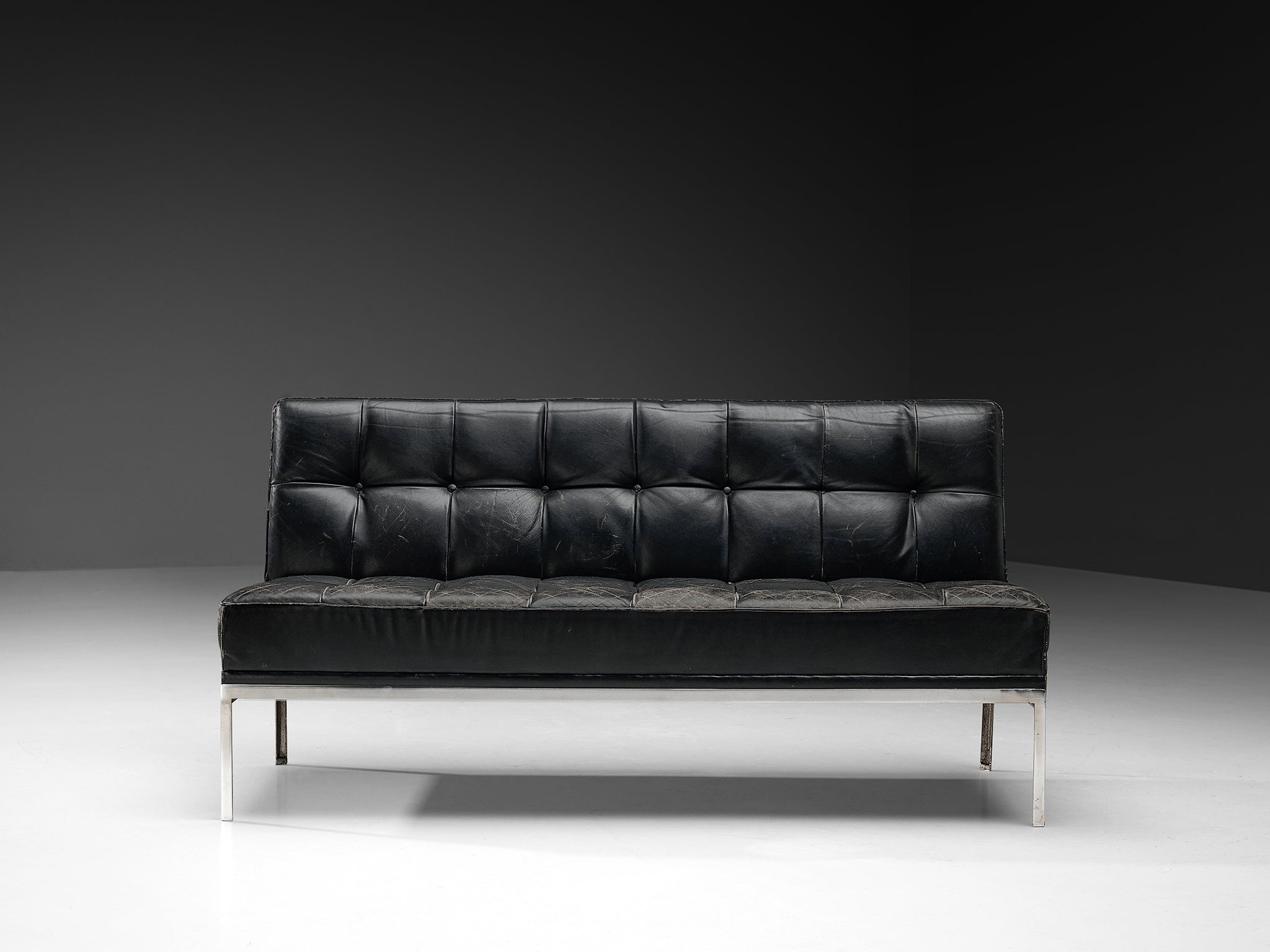Johannes Spalt for Wittmann Sofa in Black Leather Seating Morentz