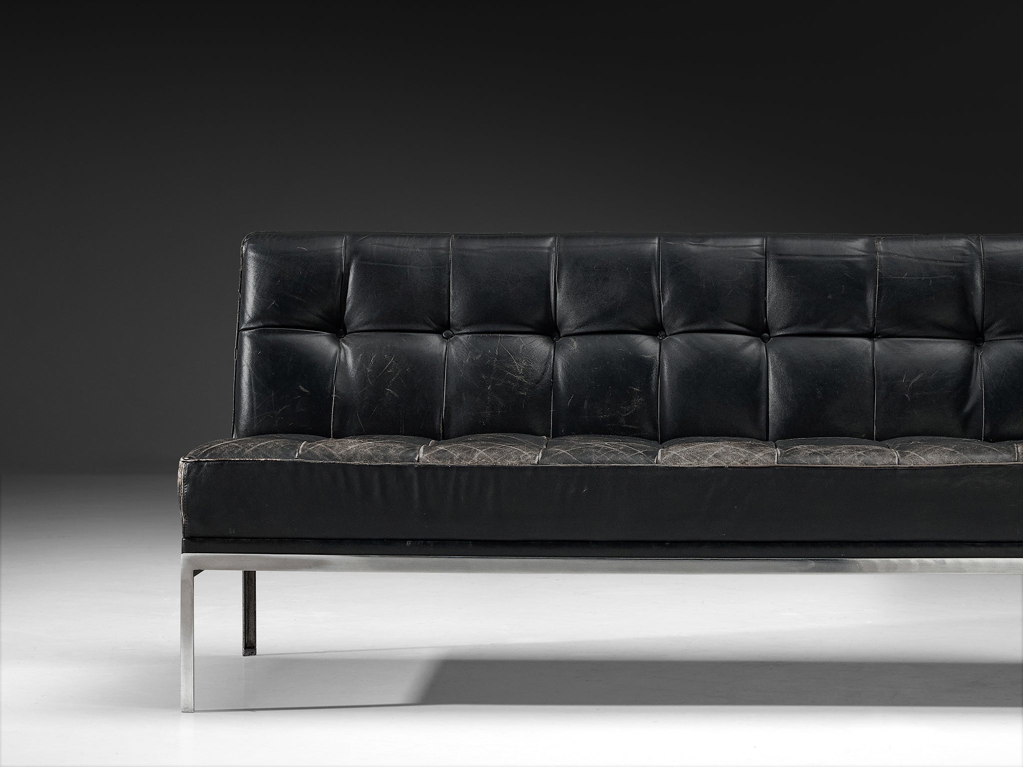 Johannes Spalt for Wittmann Sofa in Black Leather Seating Morentz