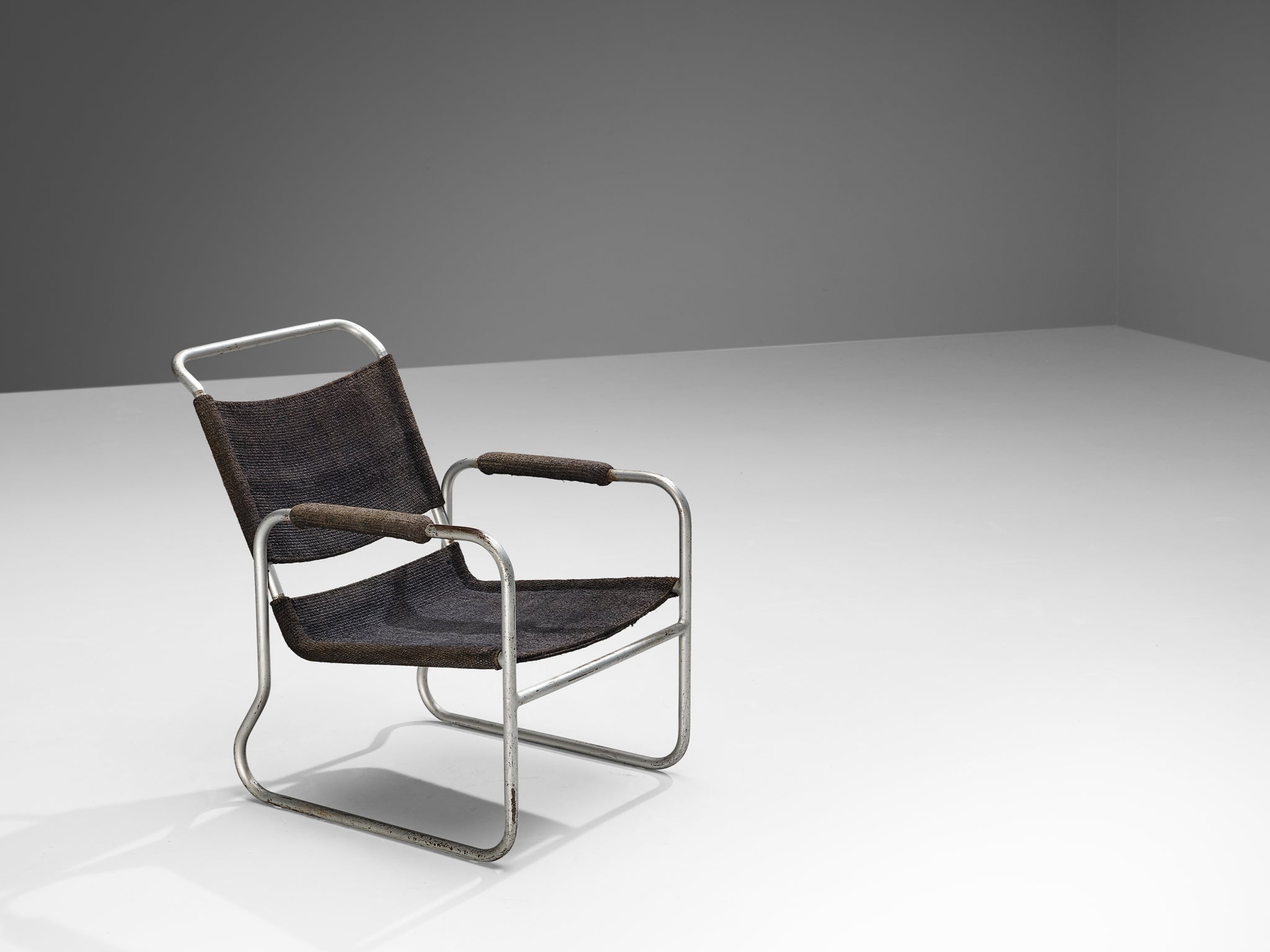 Bas Van Pelt Tubular Armchair in Original Grey Sisal seating Morentz