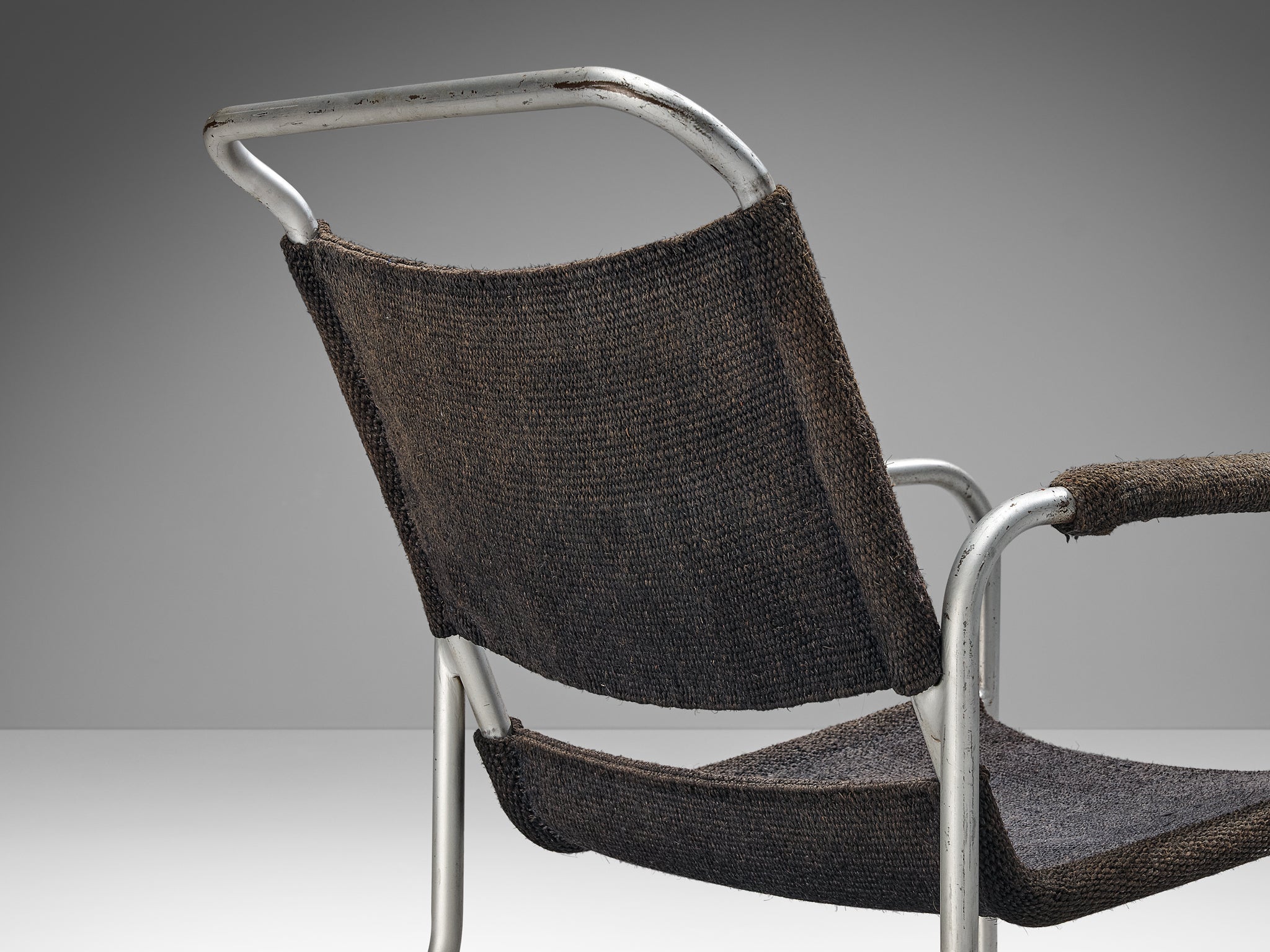 Bas Van Pelt Tubular Armchair in Original Grey Sisal seating Morentz