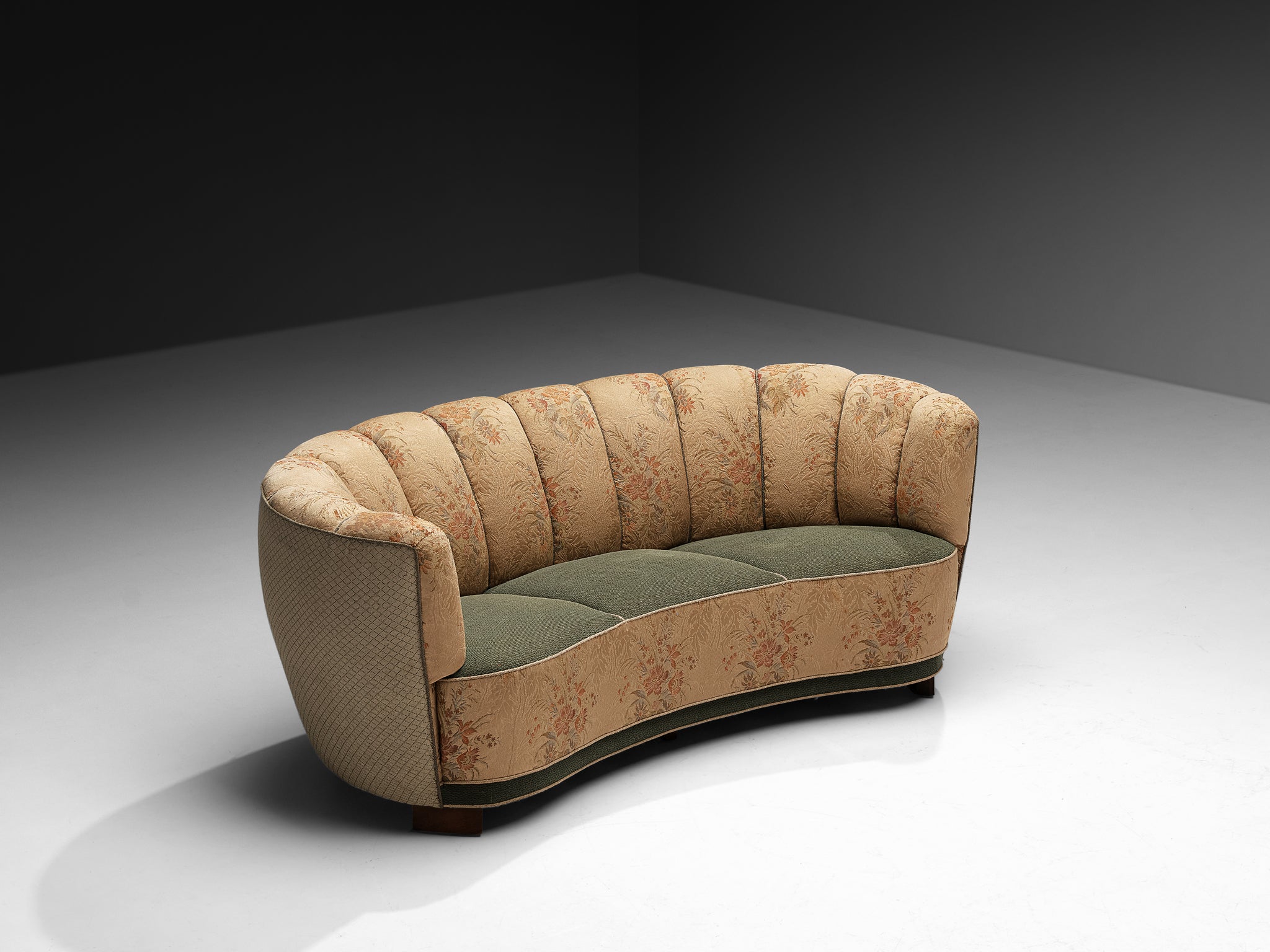 Danish Banana Sofa in Floral Upholstery Seating Morentz