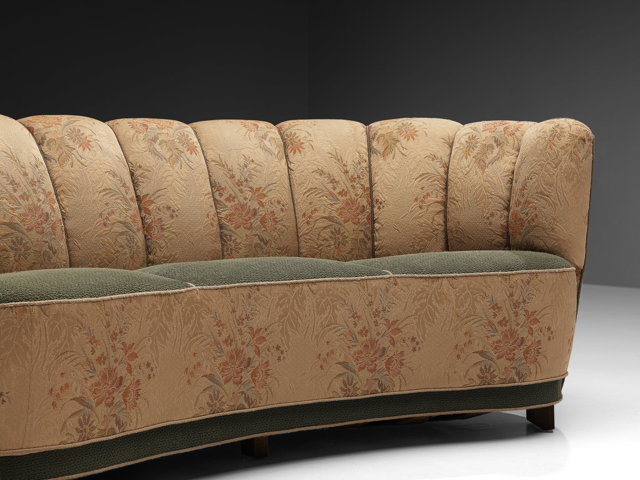 Danish Banana Sofa in Floral Upholstery Seating Morentz