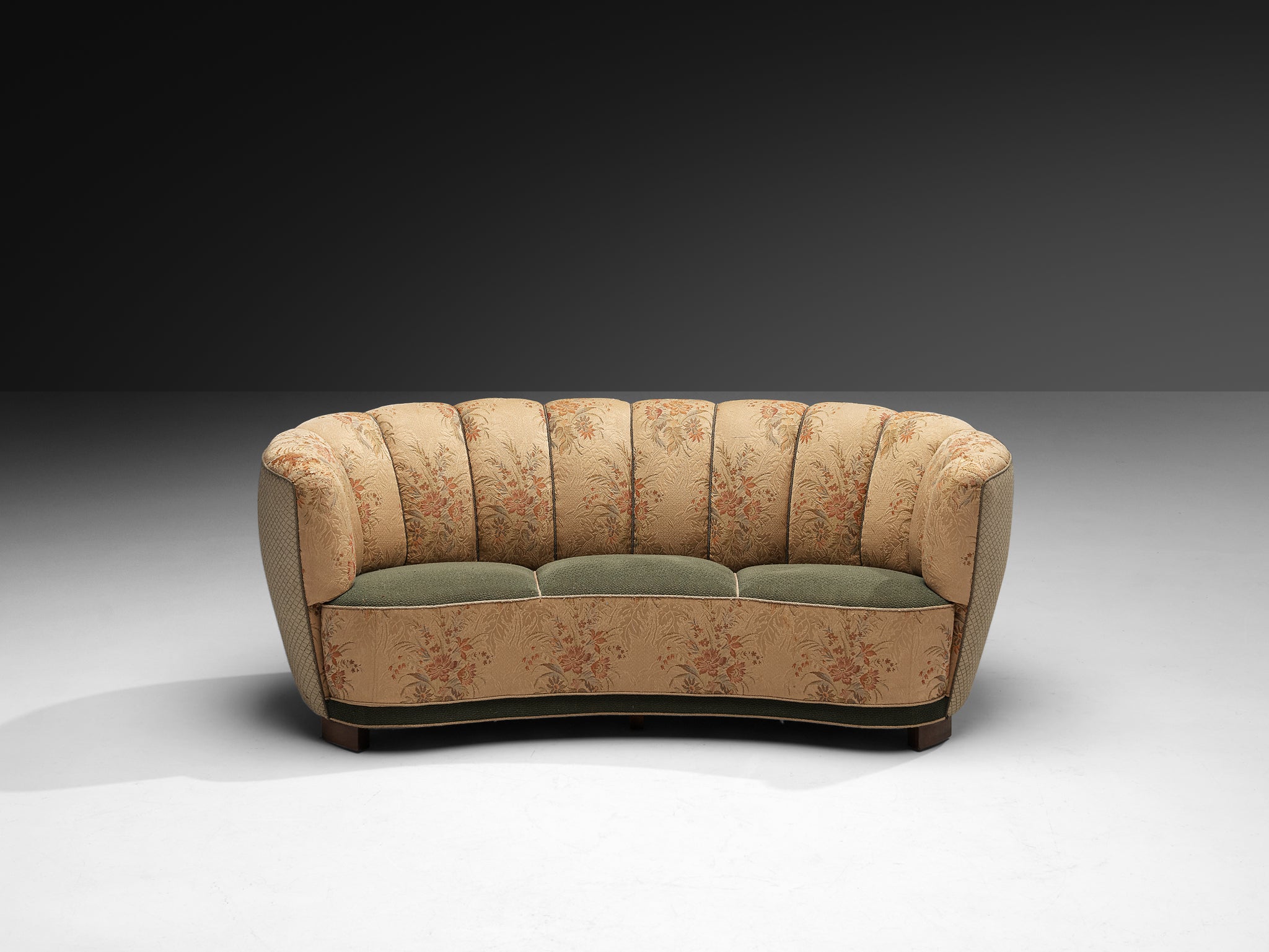 Danish Banana Sofa in Floral Upholstery Seating Morentz