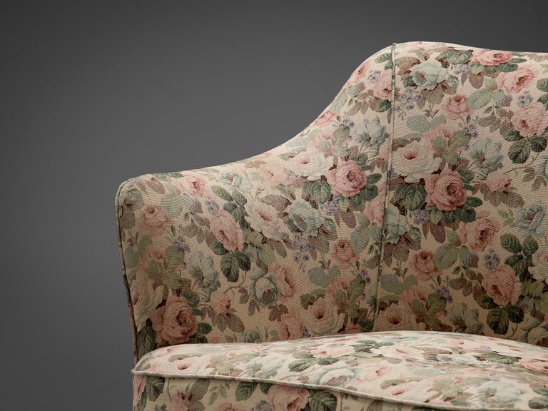Italian Club Chair with Floral Upholstery