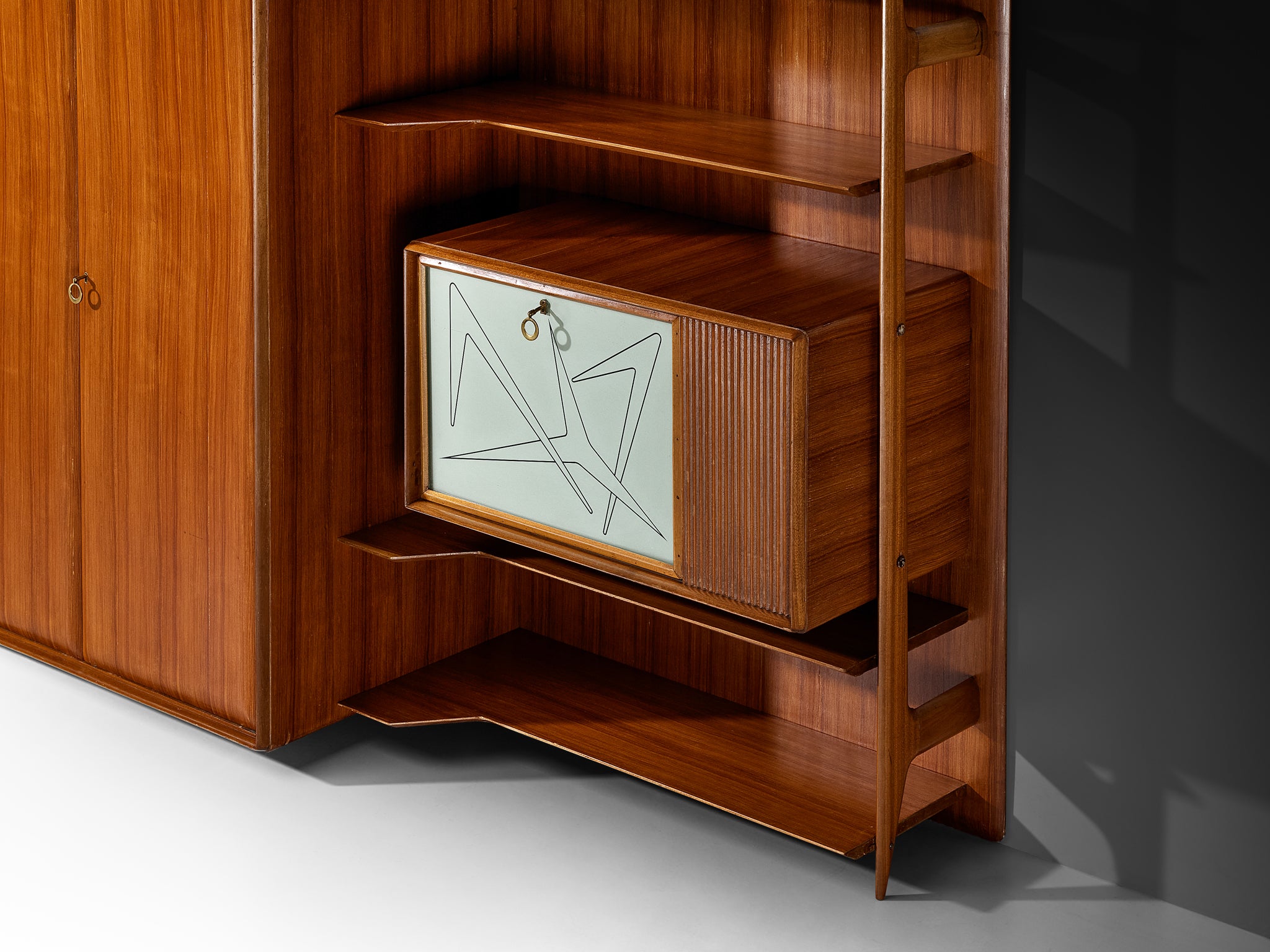 Large Versatile Italian Wall Unit in Teak Case pieces and storage cabinets Morentz