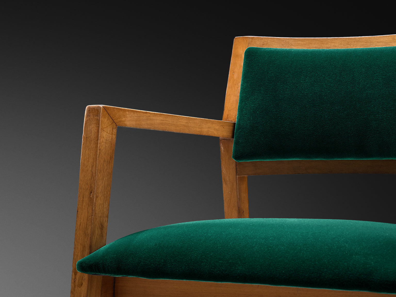 Edward Wormley Pair of Armchairs in Green Velvet Upholstery Seating Morentz