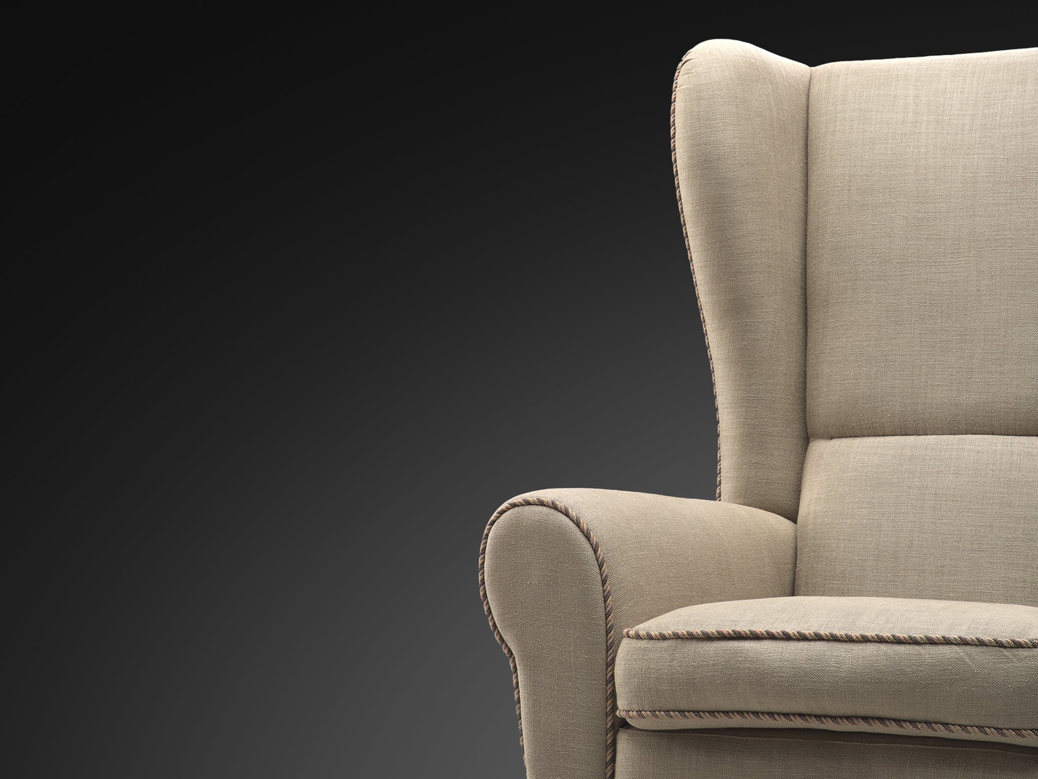 Italian Grand Wingback Chair in Natural Cream Upholstery 138cm Tall Seating Morentz
