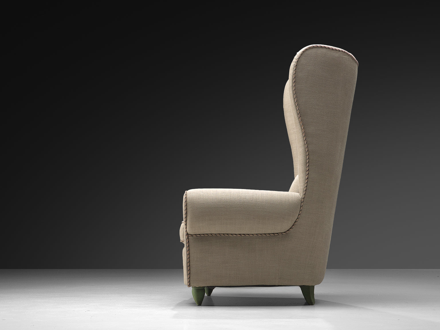 Italian Grand Wingback Chair in Natural Cream Upholstery 138cm Tall Seating Morentz