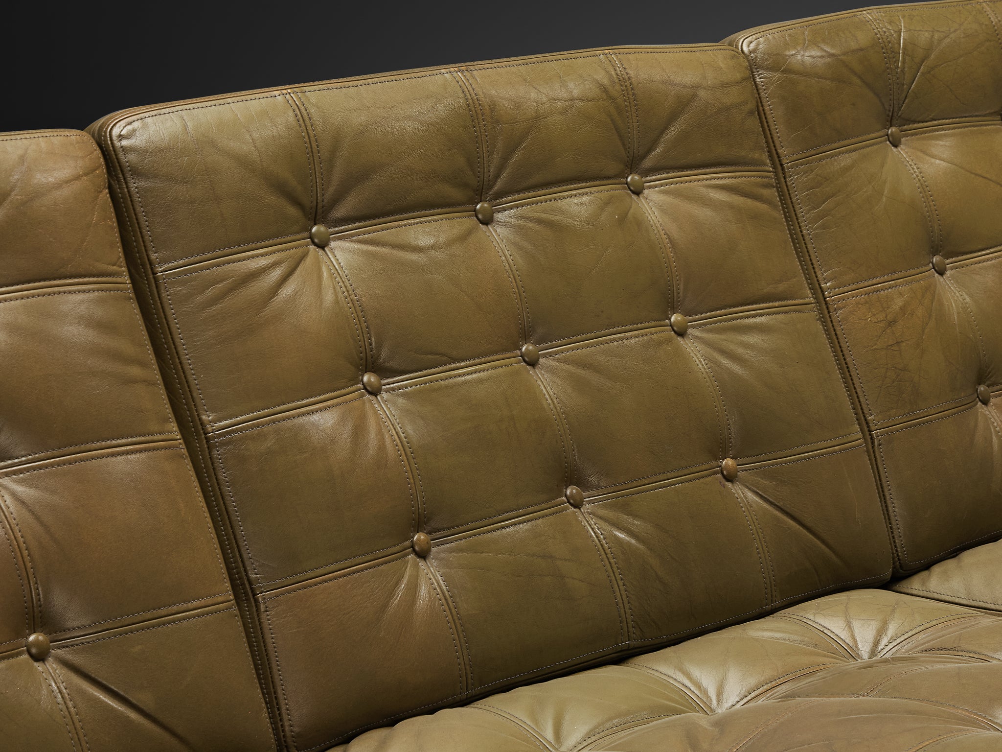 Ole Gjerløv-Knudsen & Torben Lind Moduline Sofa in Navy Green Leather Seating Morentz