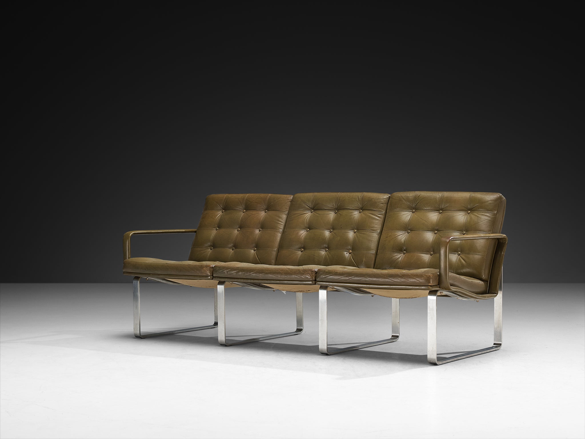 Ole Gjerløv-Knudsen & Torben Lind Moduline Sofa in Navy Green Leather Seating Morentz