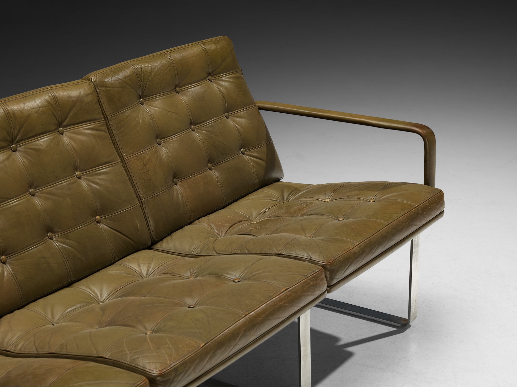 Ole Gjerløv-Knudsen & Torben Lind Moduline Sofa in Navy Green Leather Seating Morentz