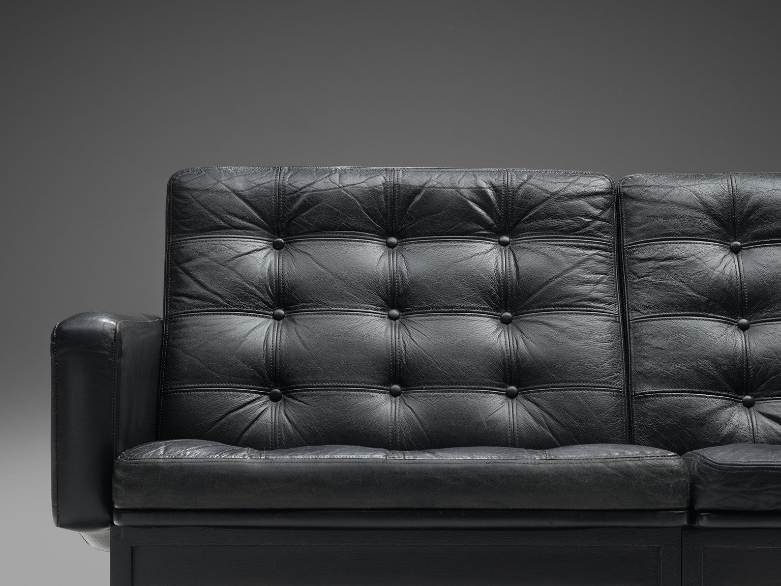 Gjerløv-Knudsen and Lind 'Moduline' All Black Leather Settee or Sofa seating Morentz