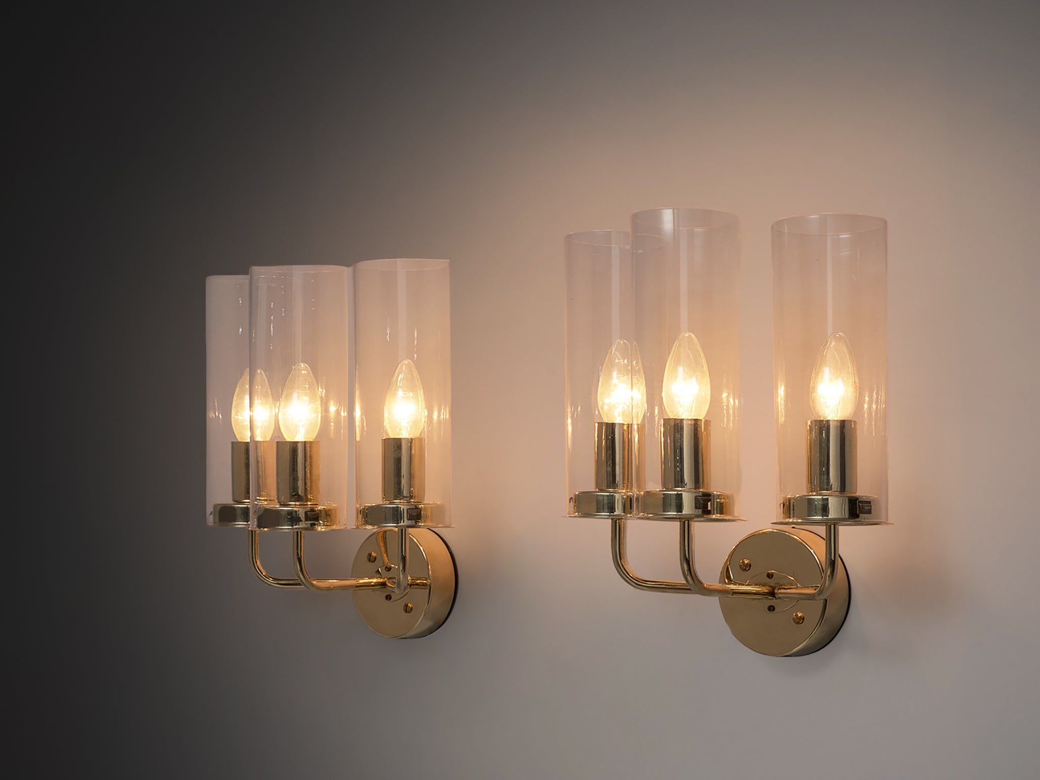 Hans-Agne Jakobsson 'Sonata' Wall Lights in Glass and Brass Lighting Morentz