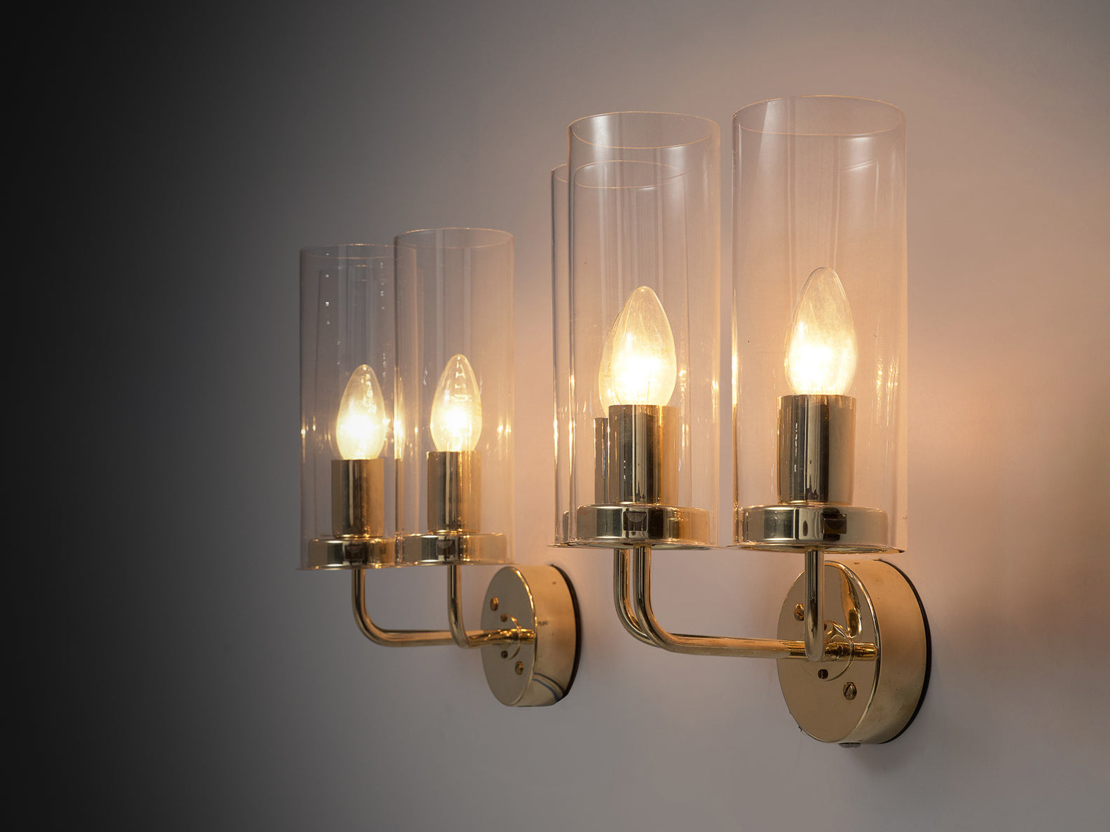 Hans-Agne Jakobsson 'Sonata' Wall Lights in Glass and Brass