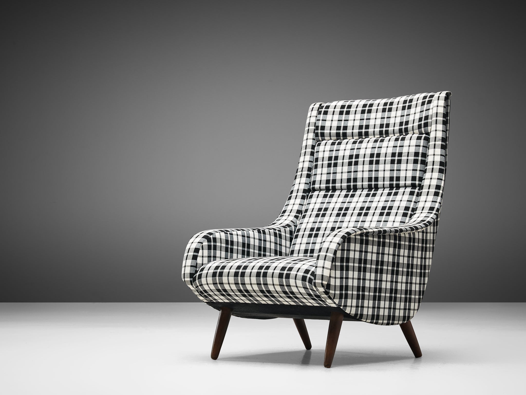 Danish Lounge Chair in Reupholstered Checkered Upholstery seating Morentz