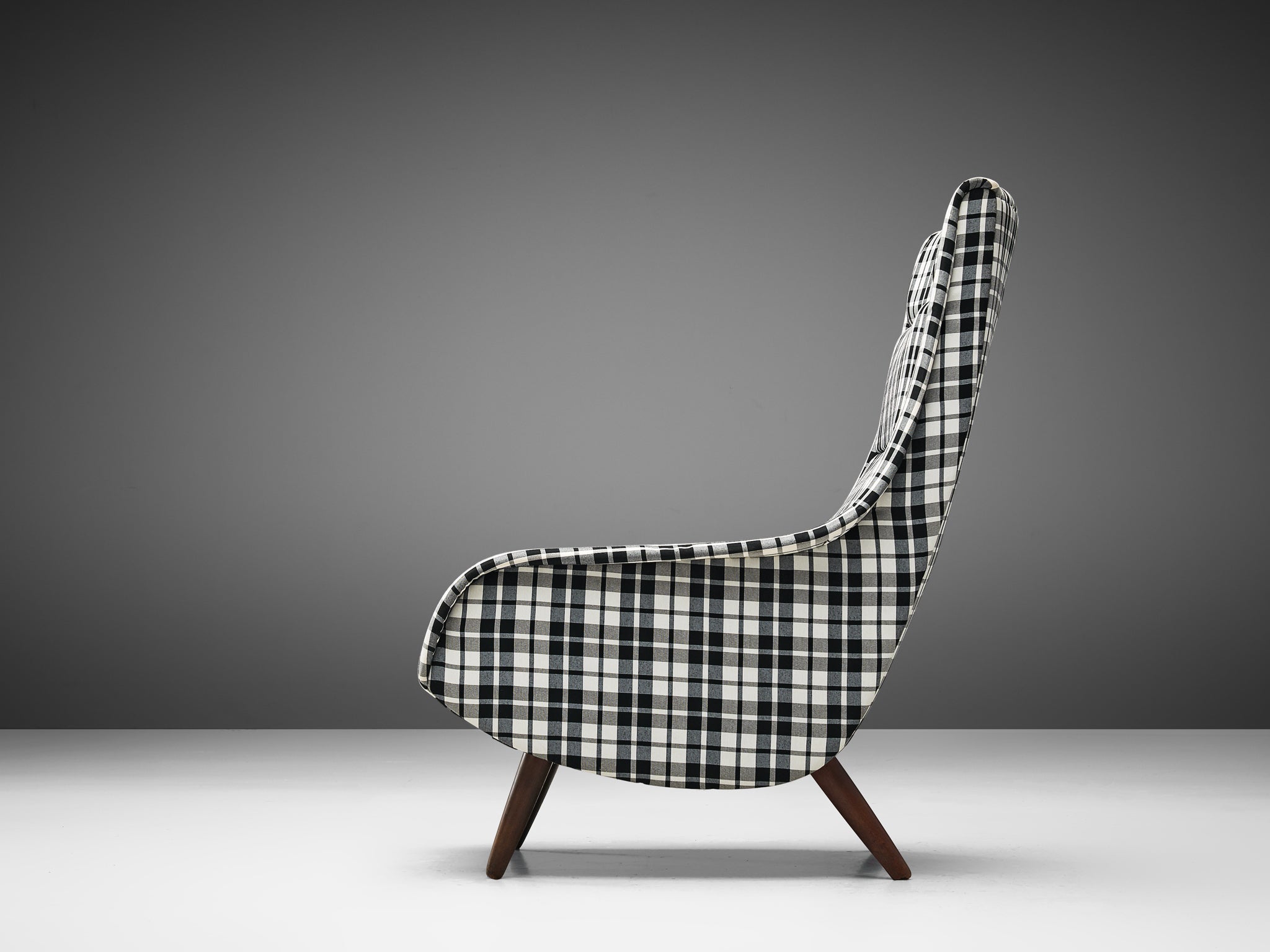 Danish Lounge Chair in Reupholstered Checkered Upholstery seating Morentz