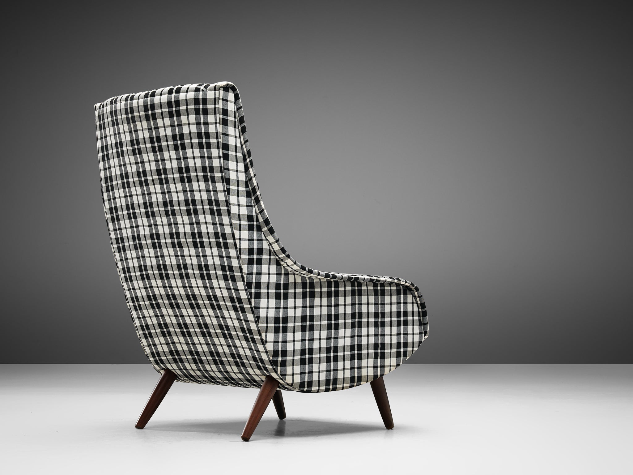 Danish Lounge Chair in Reupholstered Checkered Upholstery seating Morentz
