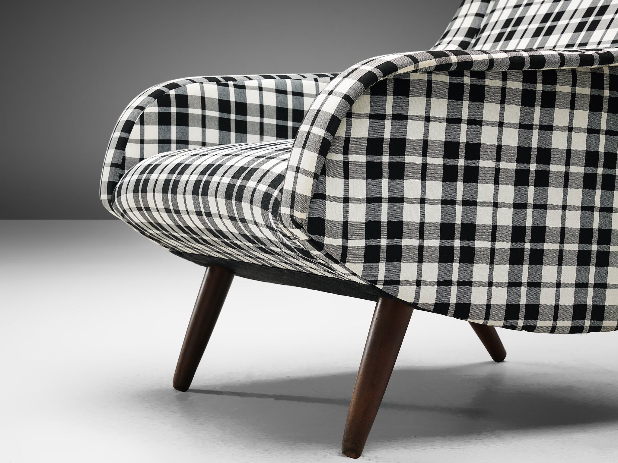 Danish Lounge Chair in Reupholstered Checkered Upholstery seating Morentz