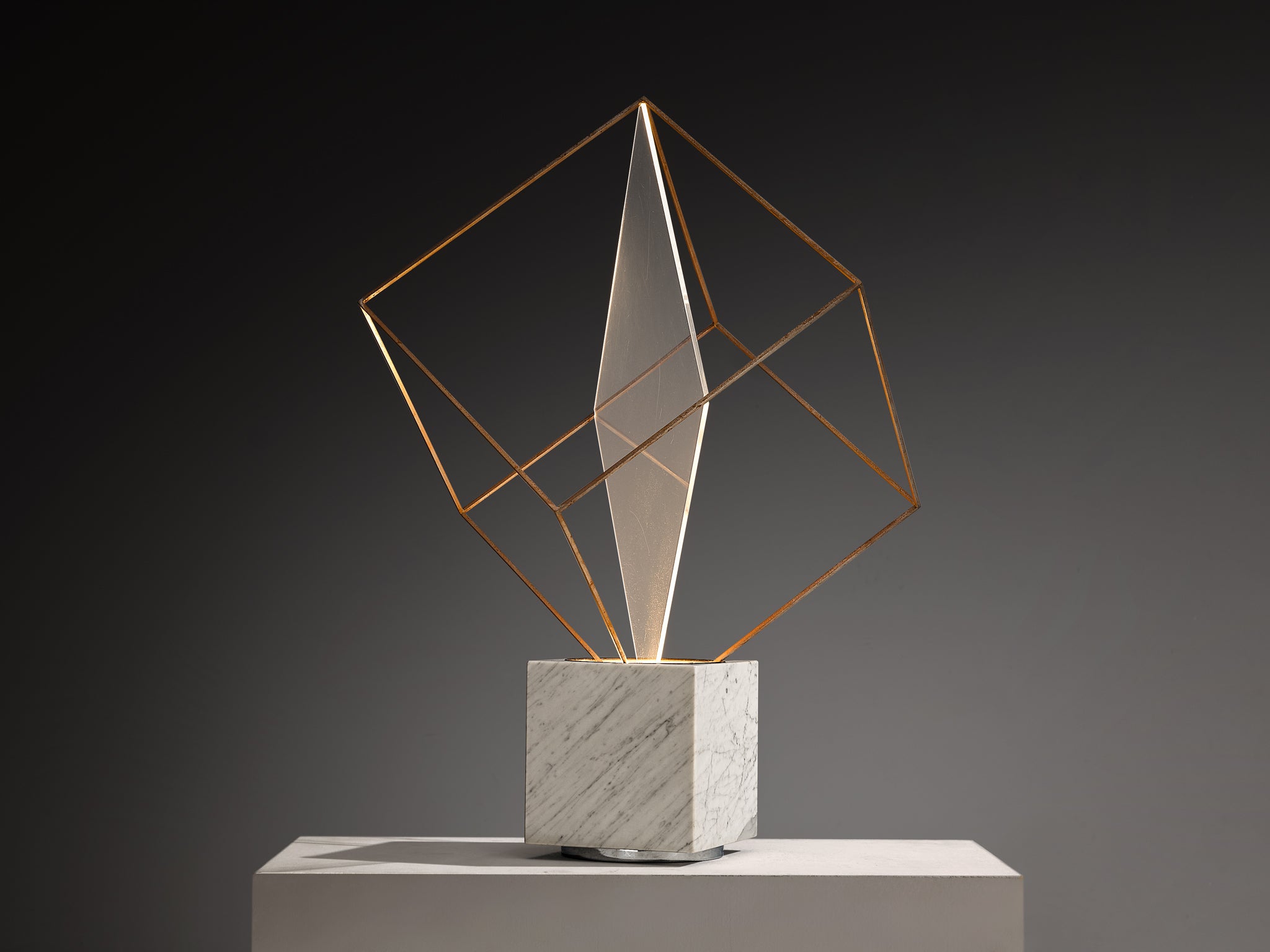 Claudio Salocchi for Lumenform Post-Modern 'Tulpa' Table Lamp with Geometric Cube Lighting Morentz