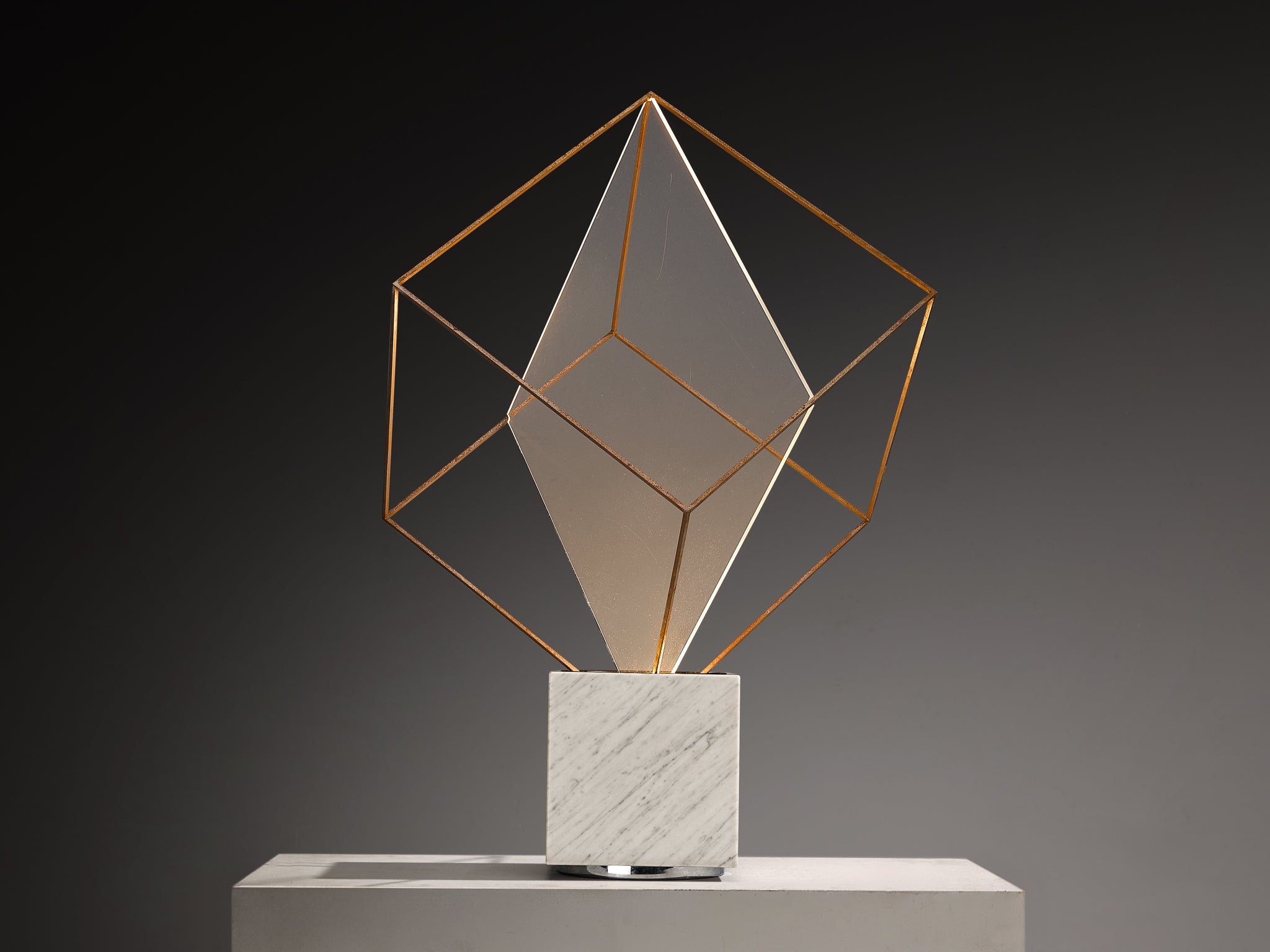 Claudio Salocchi for Lumenform Post-Modern 'Tulpa' Table Lamp with Geometric Cube Lighting Morentz