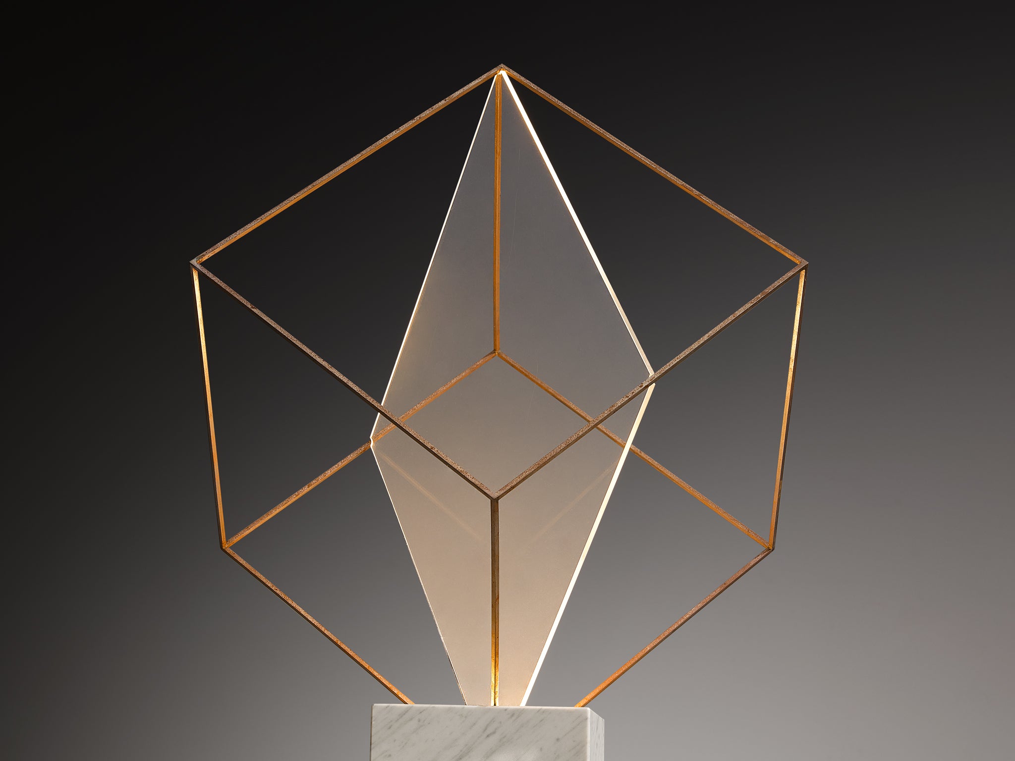 Claudio Salocchi for Lumenform Post-Modern 'Tulpa' Table Lamp with Geometric Cube Lighting Morentz
