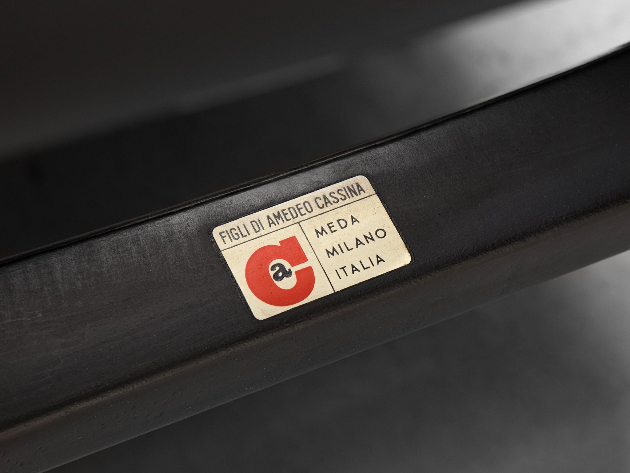 Studio Cassina '572' Rocking Chair in Ebonized Wood and Red Upholstery Seating Morentz