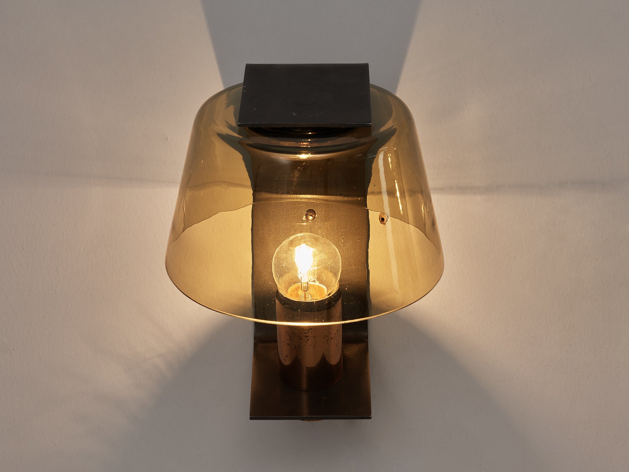 Scandinavian Wall Light in Copper and Smoked Glass lighting Morentz