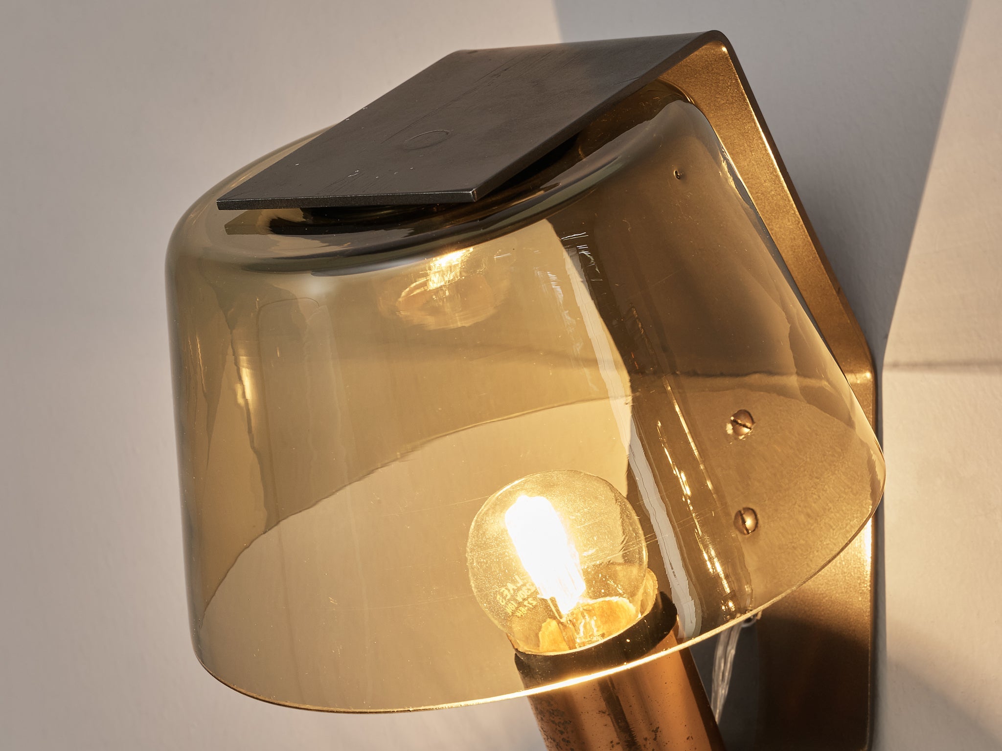 Scandinavian Wall Light in Copper and Smoked Glass lighting Morentz