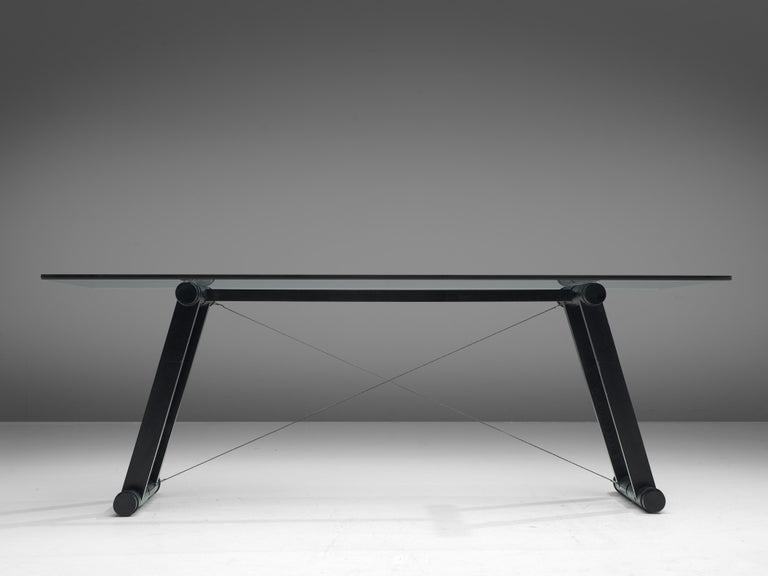Superstudio 'Teso' Dining Table with Glass Top and Black Ash Base