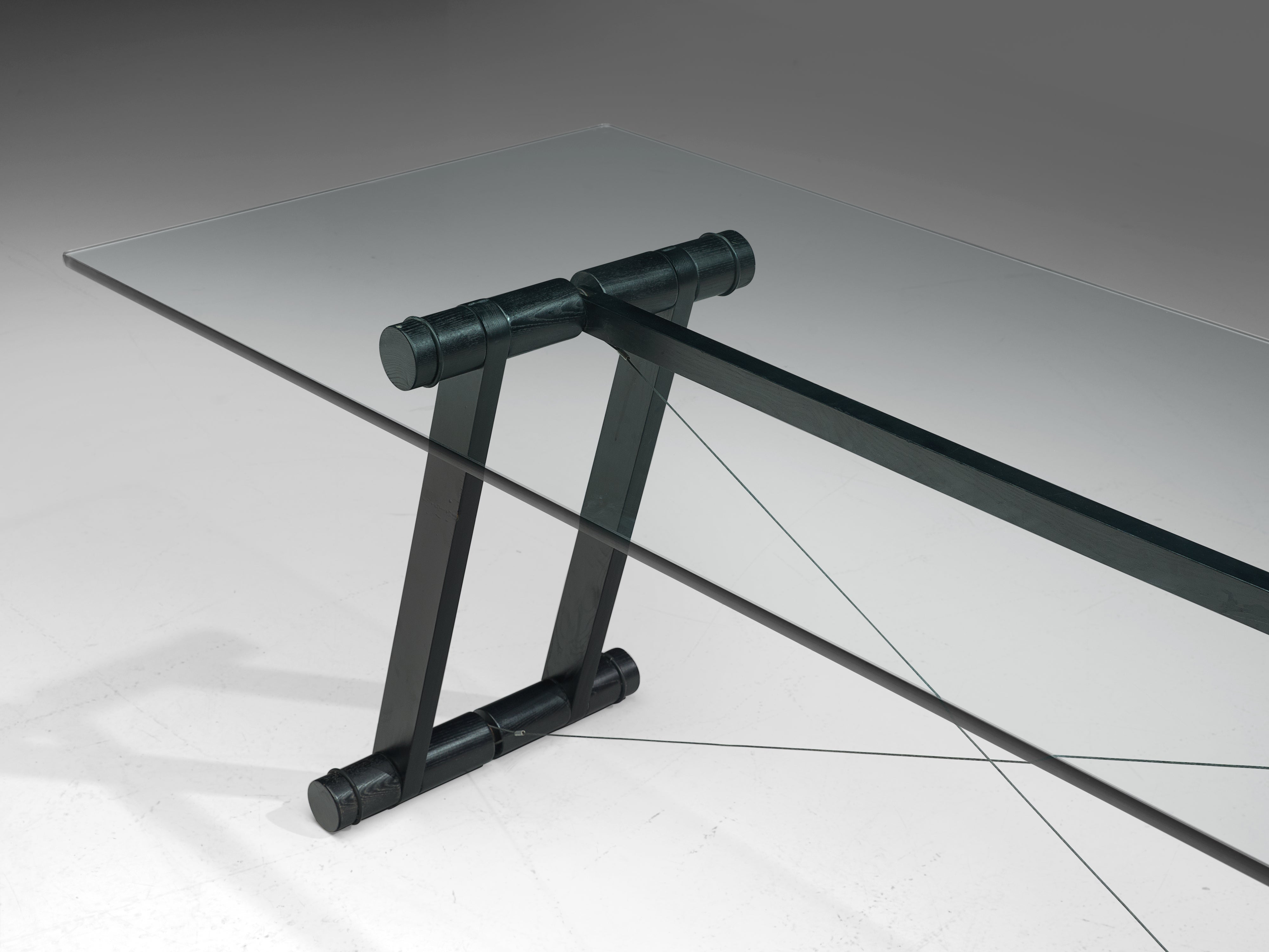 Superstudio 'Teso' Dining Table with Glass Top and Black Ash Base tables Morentz