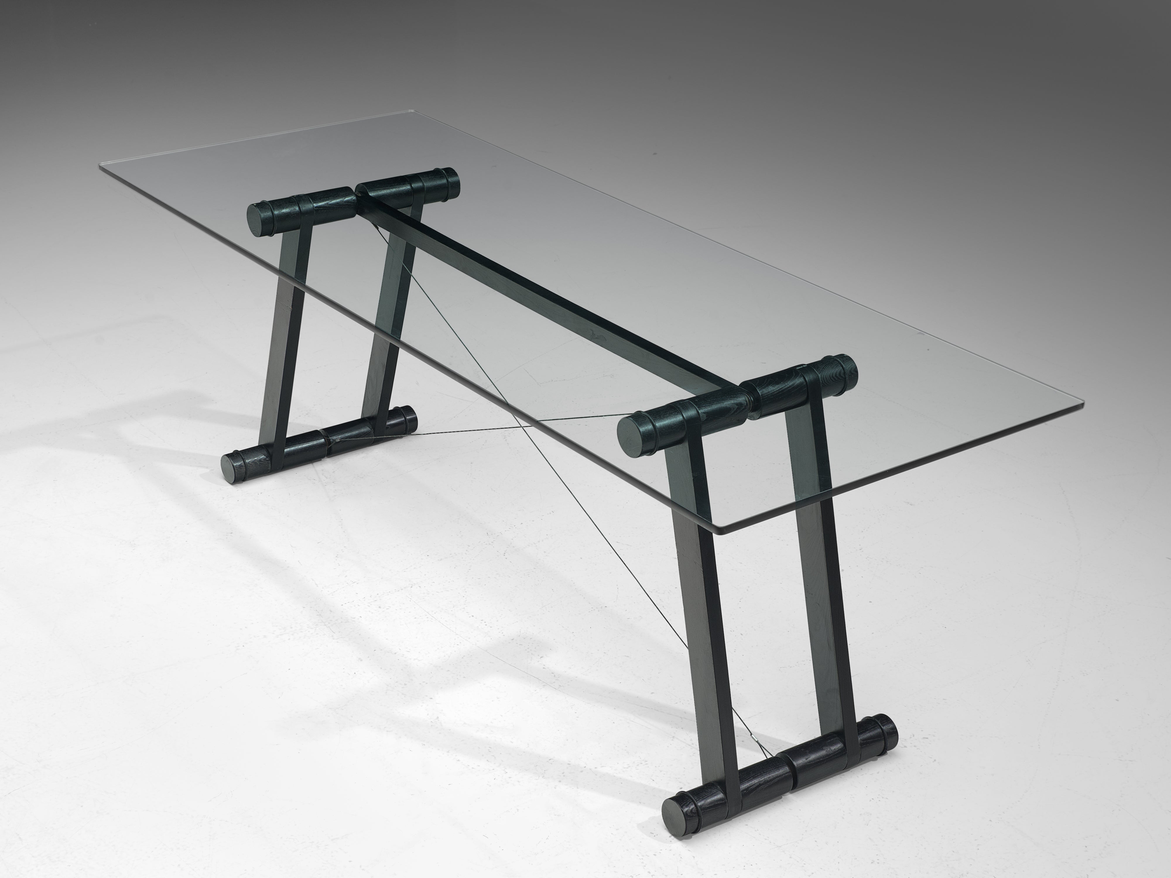 Superstudio 'Teso' Dining Table with Glass Top and Black Ash Base tables Morentz