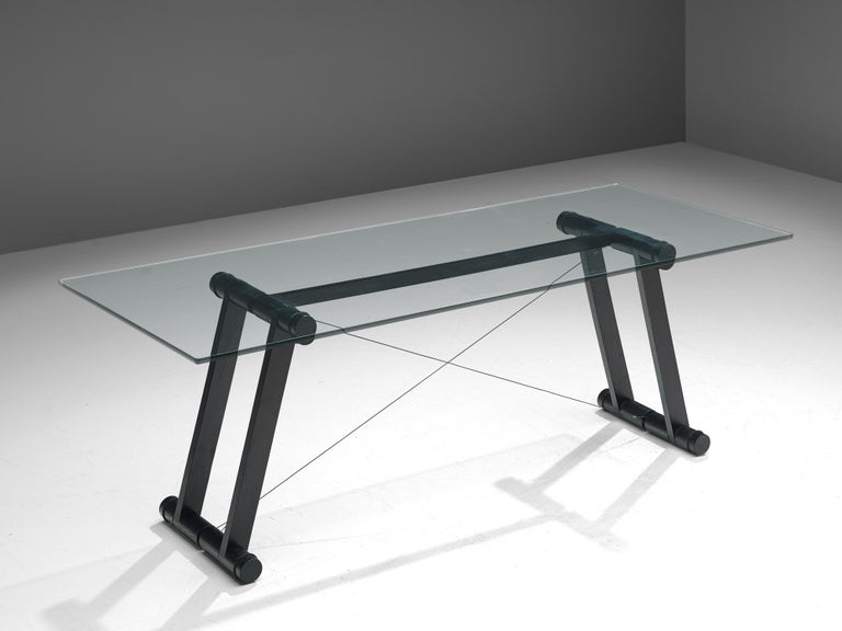 Superstudio 'Teso' Dining Table with Glass Top and Black Ash Base